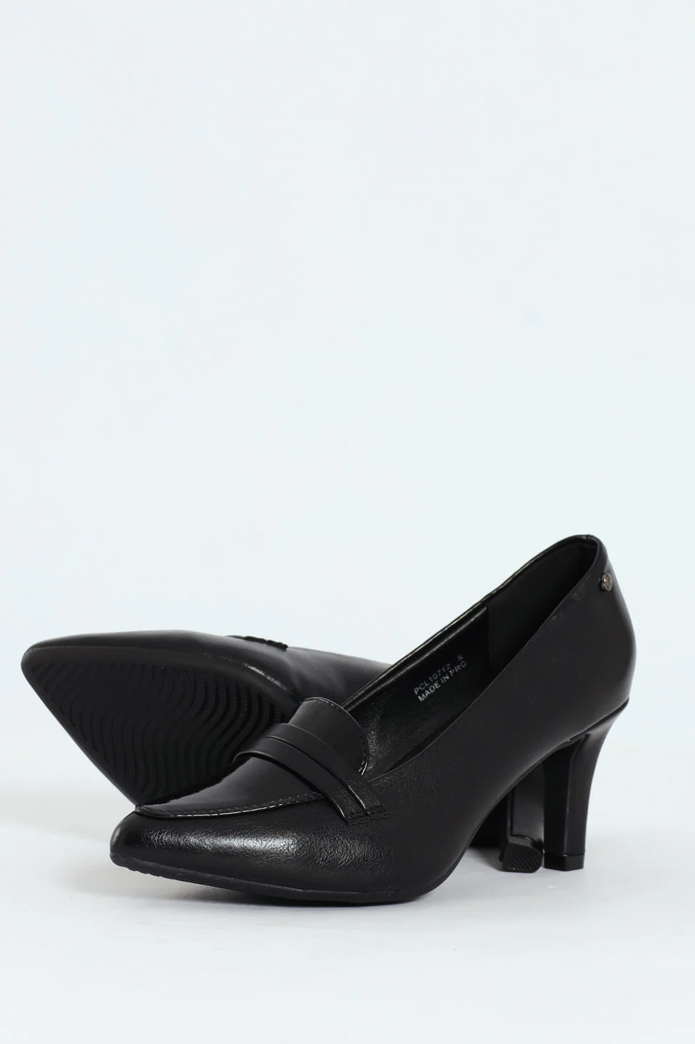 Dina Pointed Toe Mocassin Detail Upper Court Heel - Black - Image 5