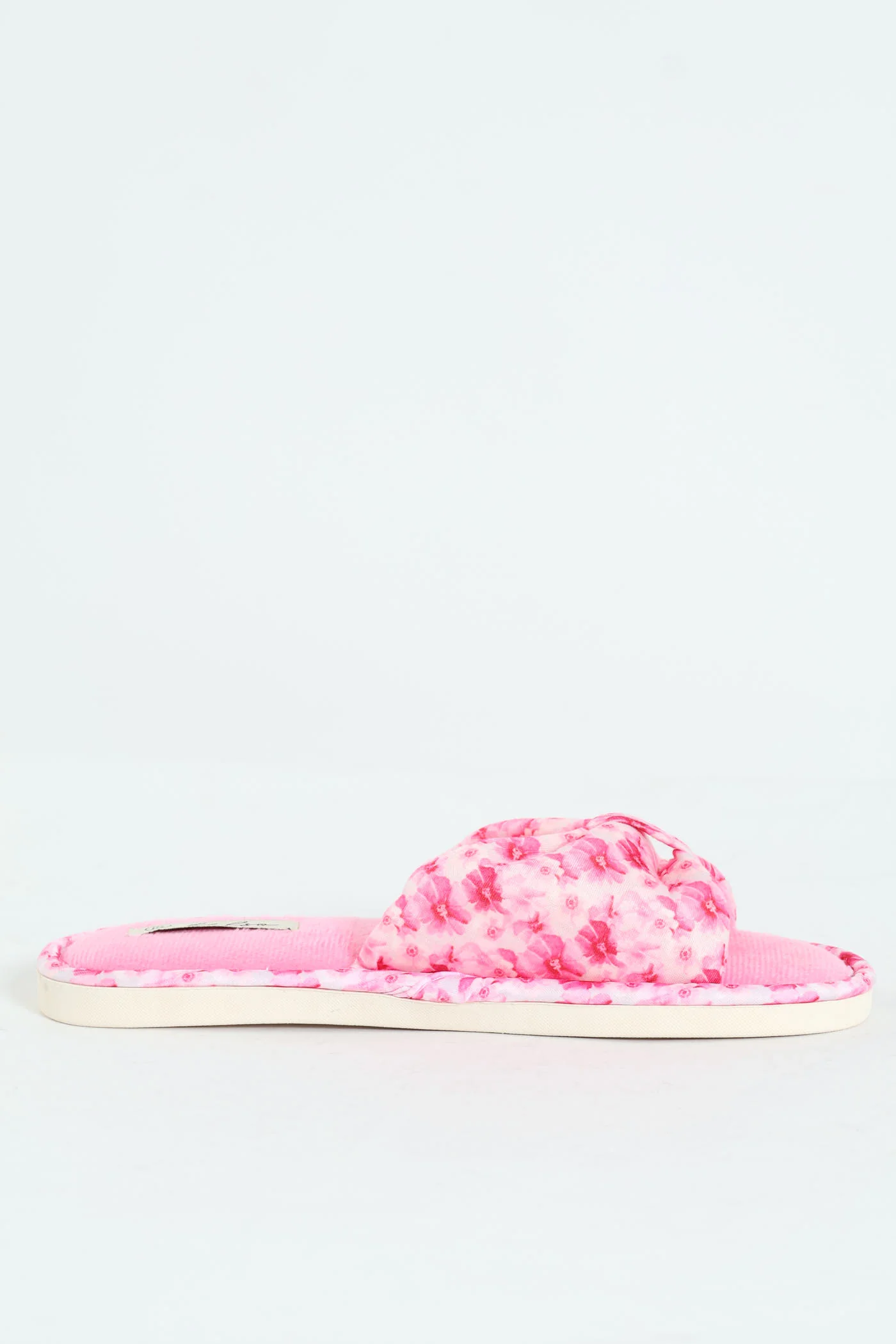 Ditsy Floral Puffed Strap Mule Slipper - Pink - Image 3