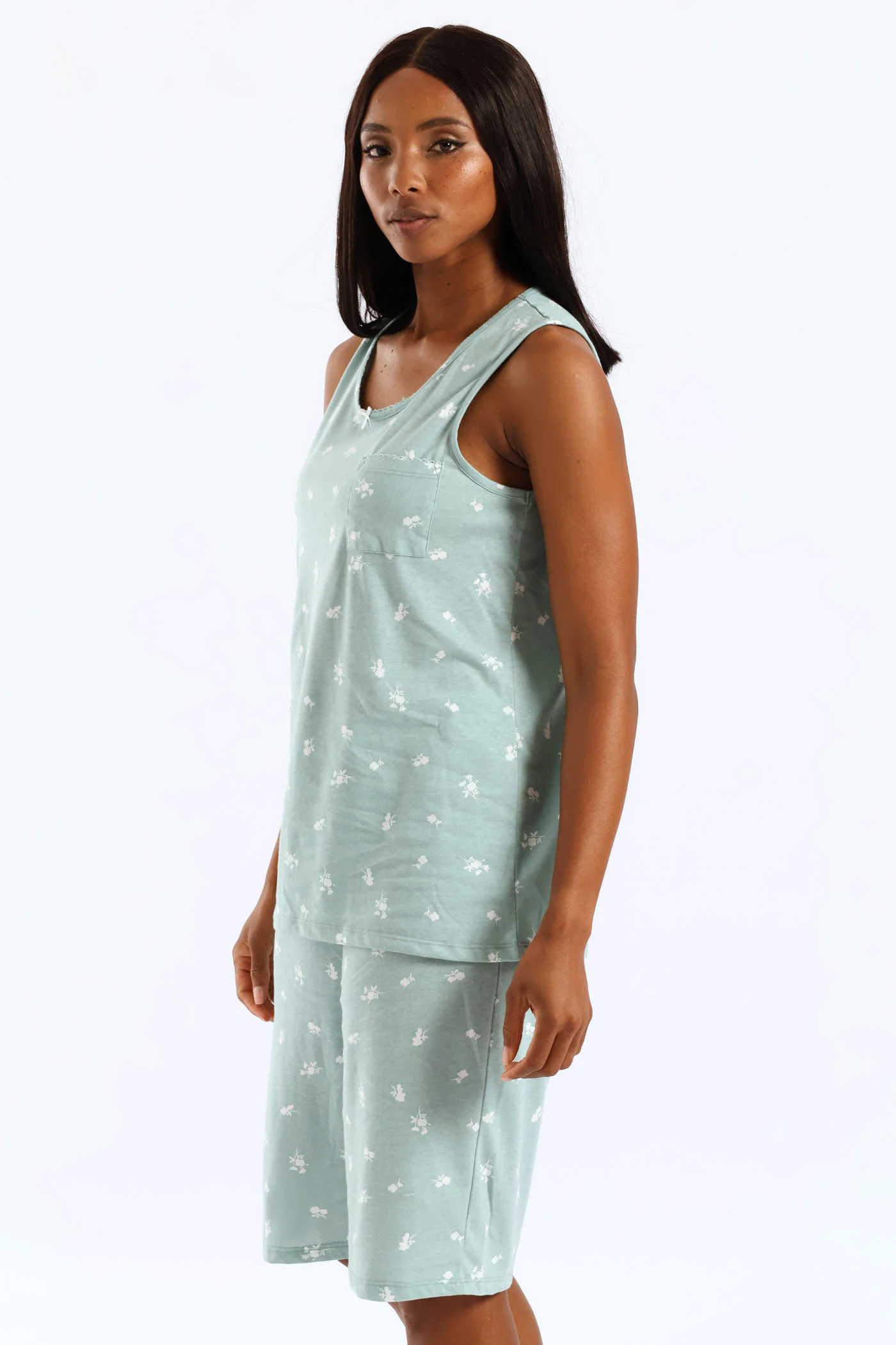 Ditsy Knit Short Set - Duck Egg - Image 4