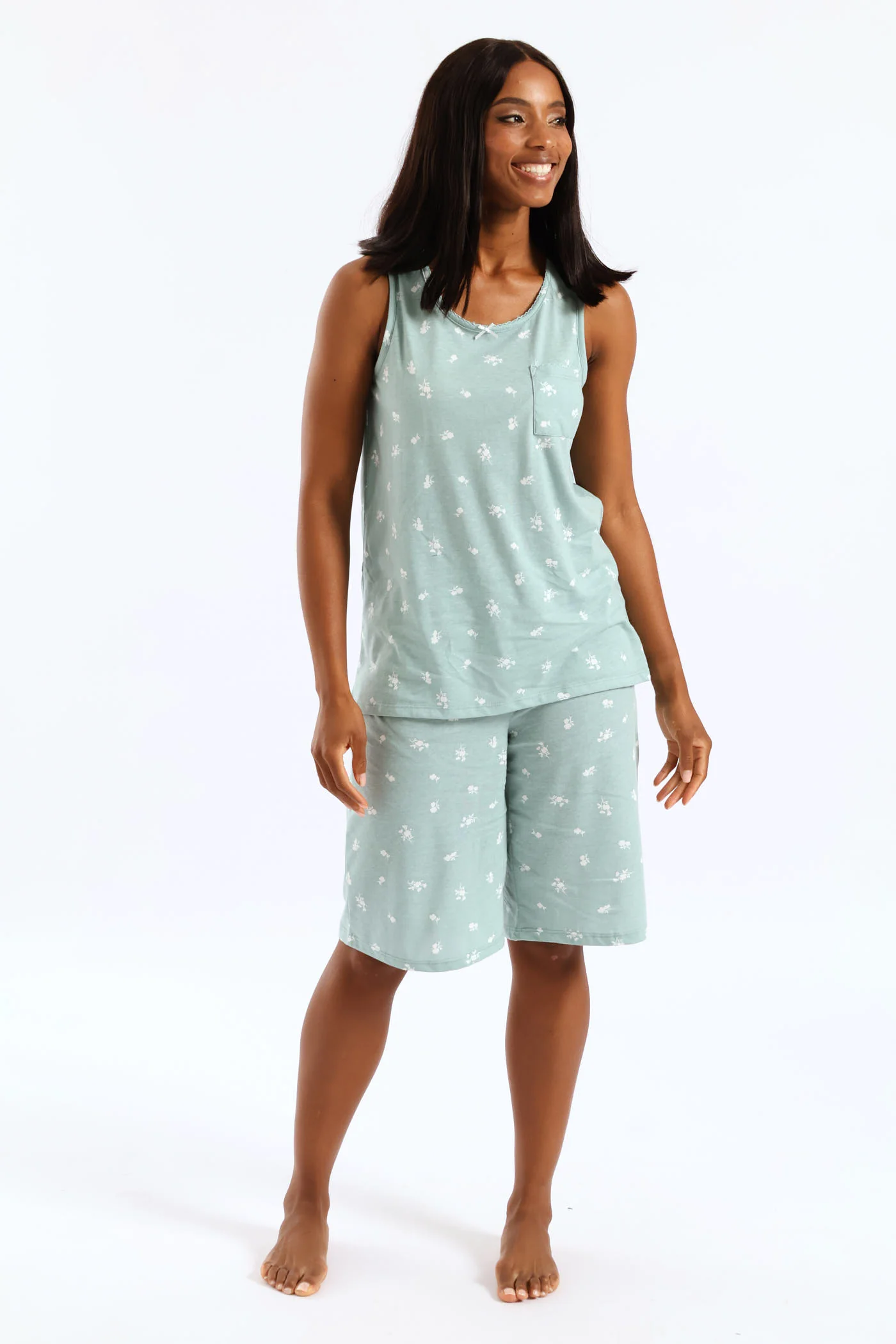 Ditsy Knit Short Set - Duck Egg - Image 6