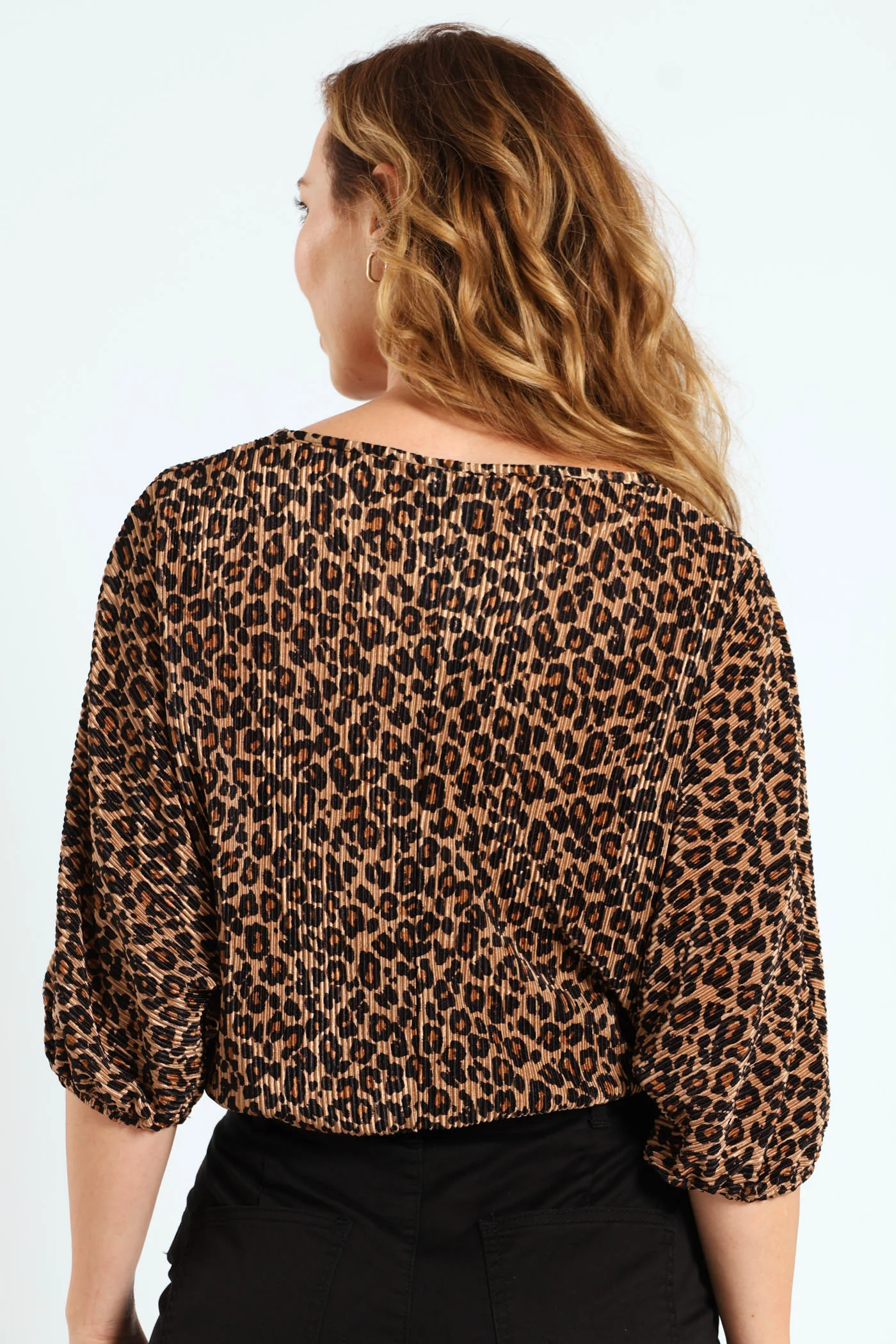 Dolman Animal Print Plisse Blouse - Image 5