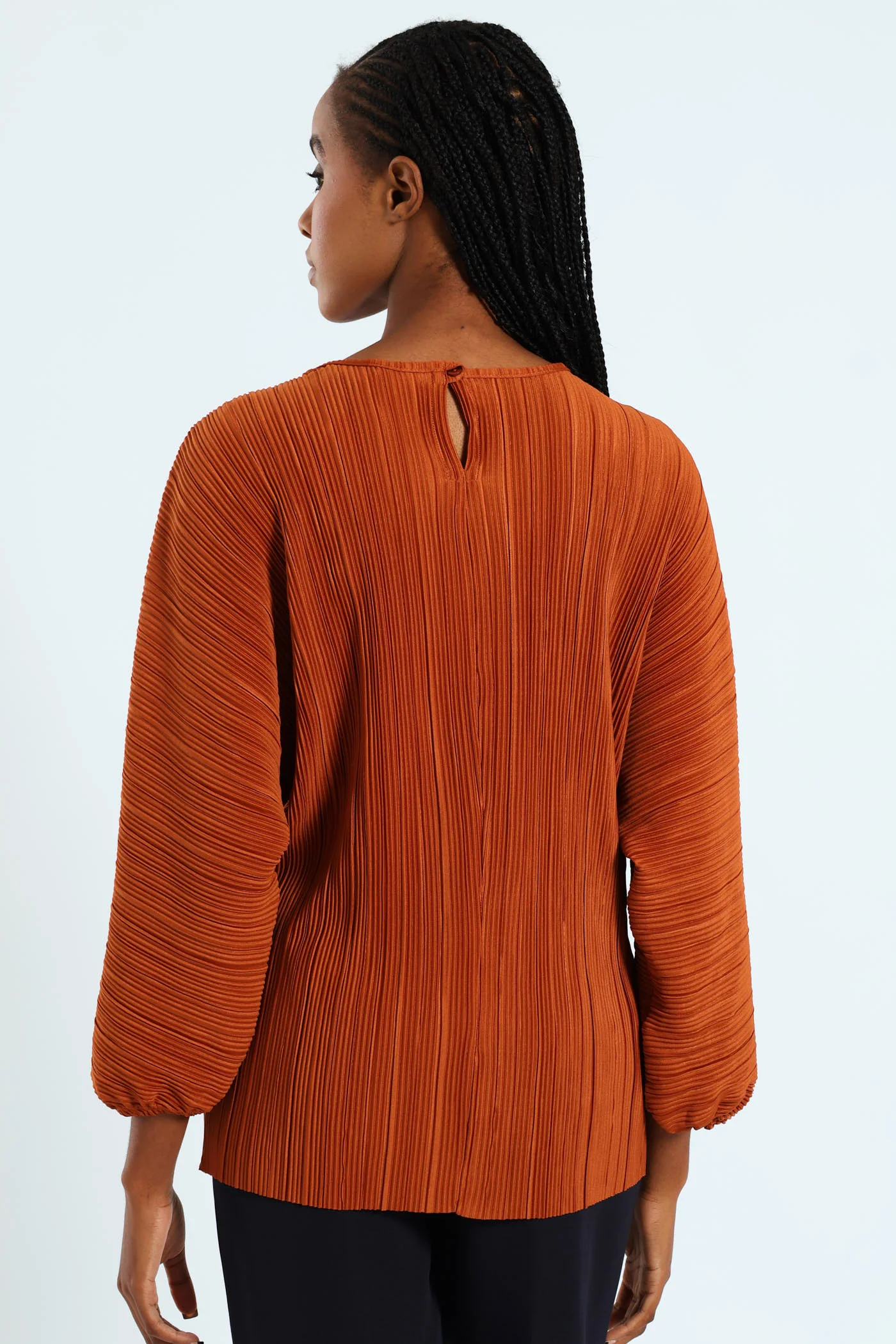 Dolman Plisse Blouse - Copper - Image 3