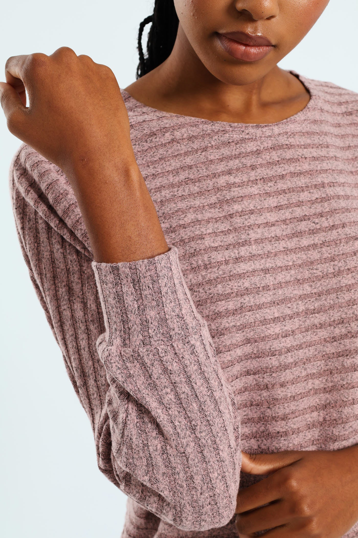 Dolman Sleeve Ribbed Top - Mauve - Image 2