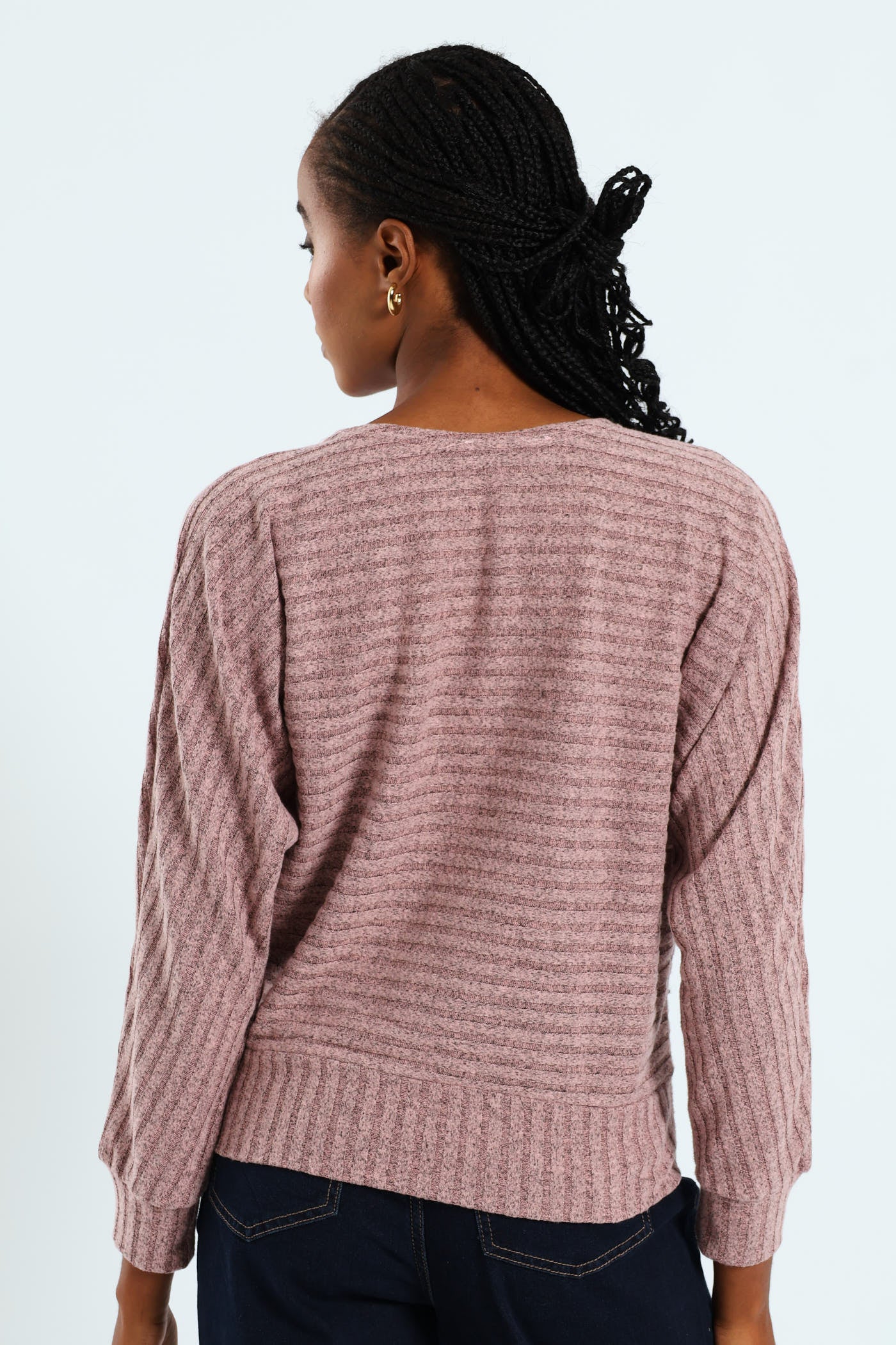 Dolman Sleeve Ribbed Top - Mauve - Image 3