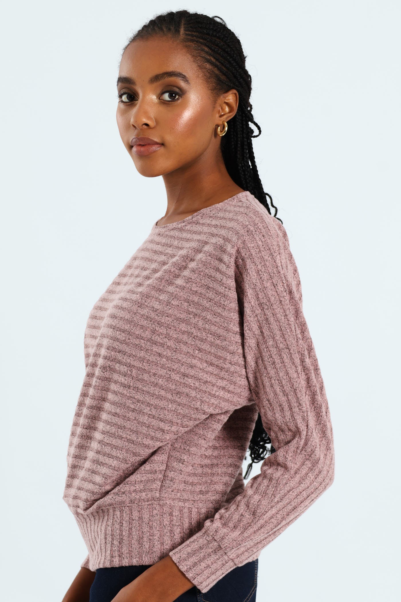 Dolman Sleeve Ribbed Top - Mauve - Image 4