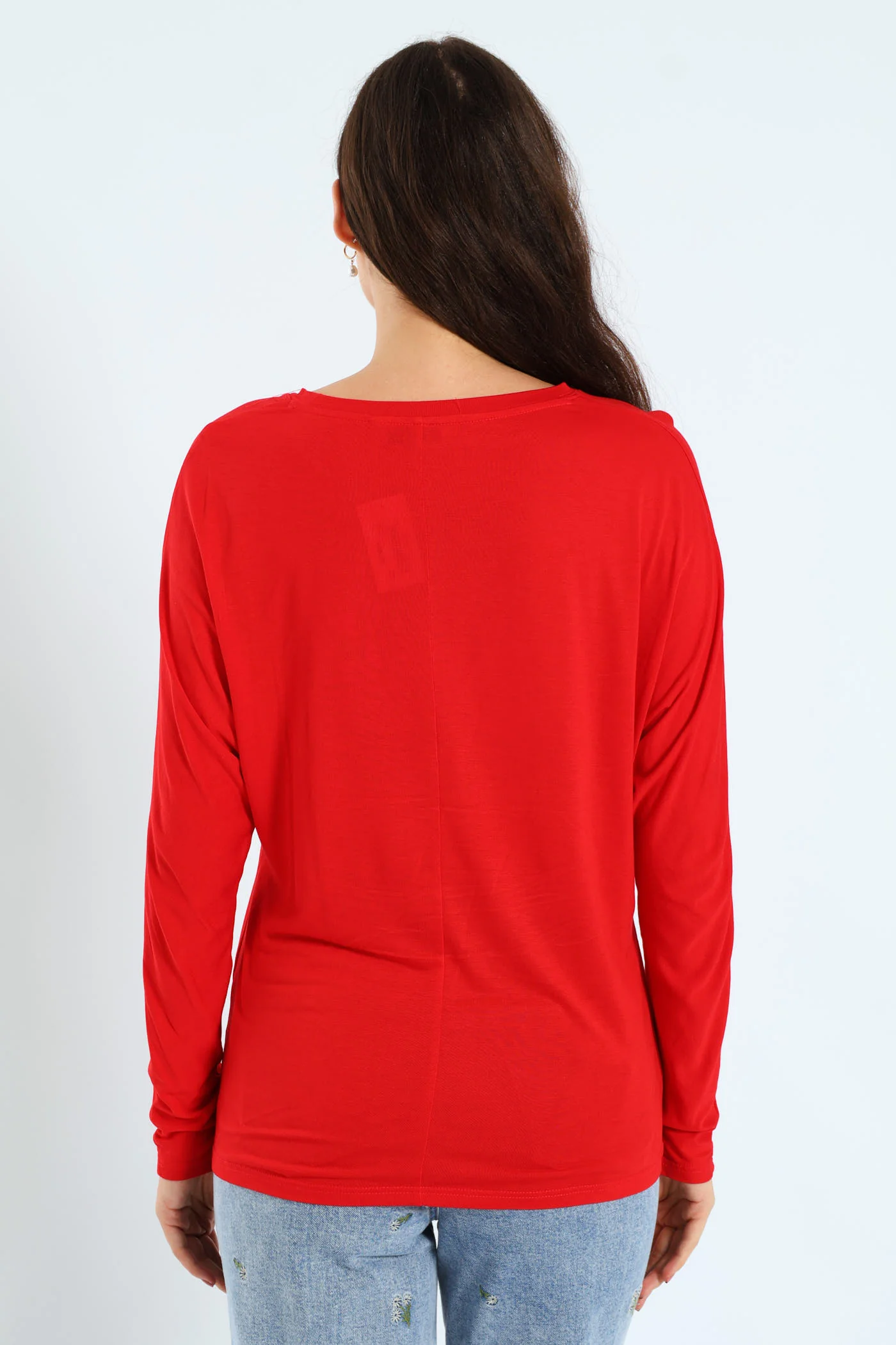 Dolman Sleeve Viscose Top - Red - Image 3