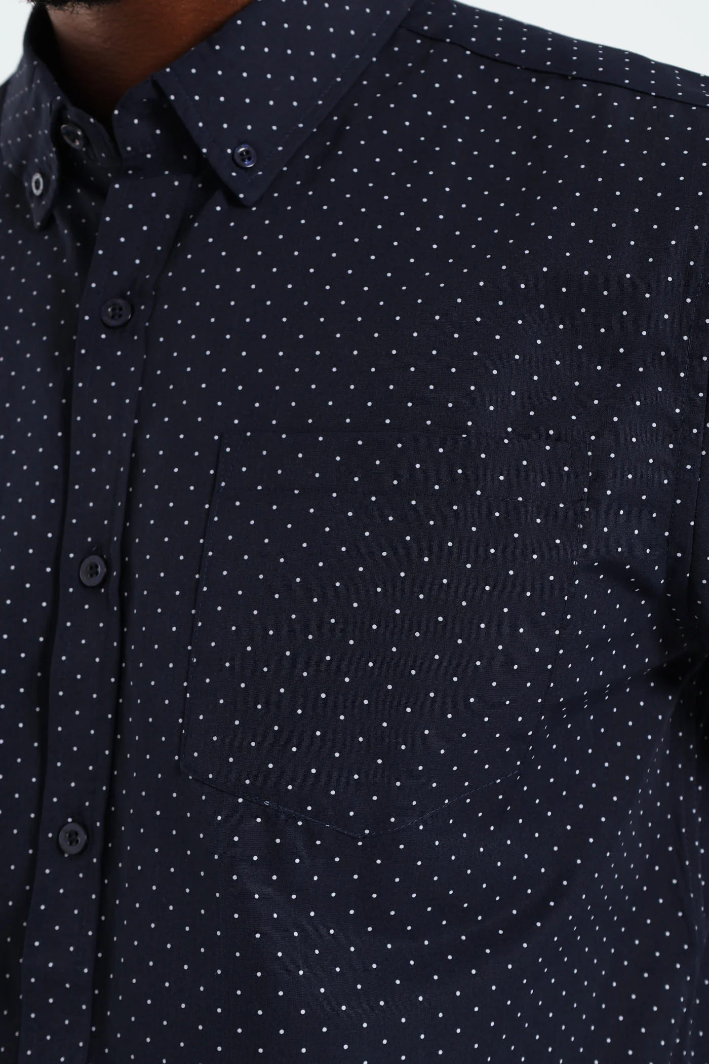 Dot Button Down Shirt - Navy - Image 2