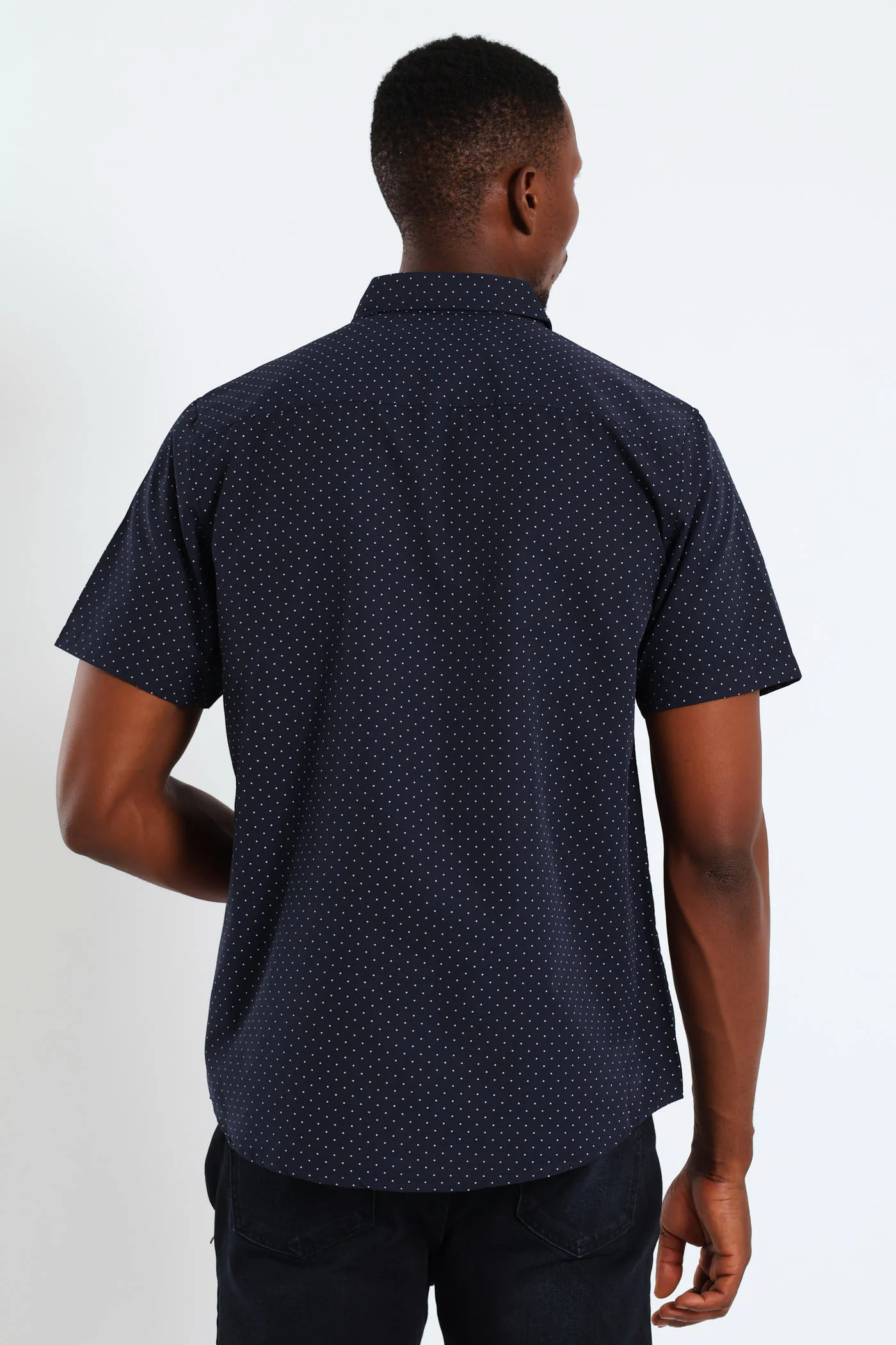 Dot Button Down Shirt - Navy - Image 4