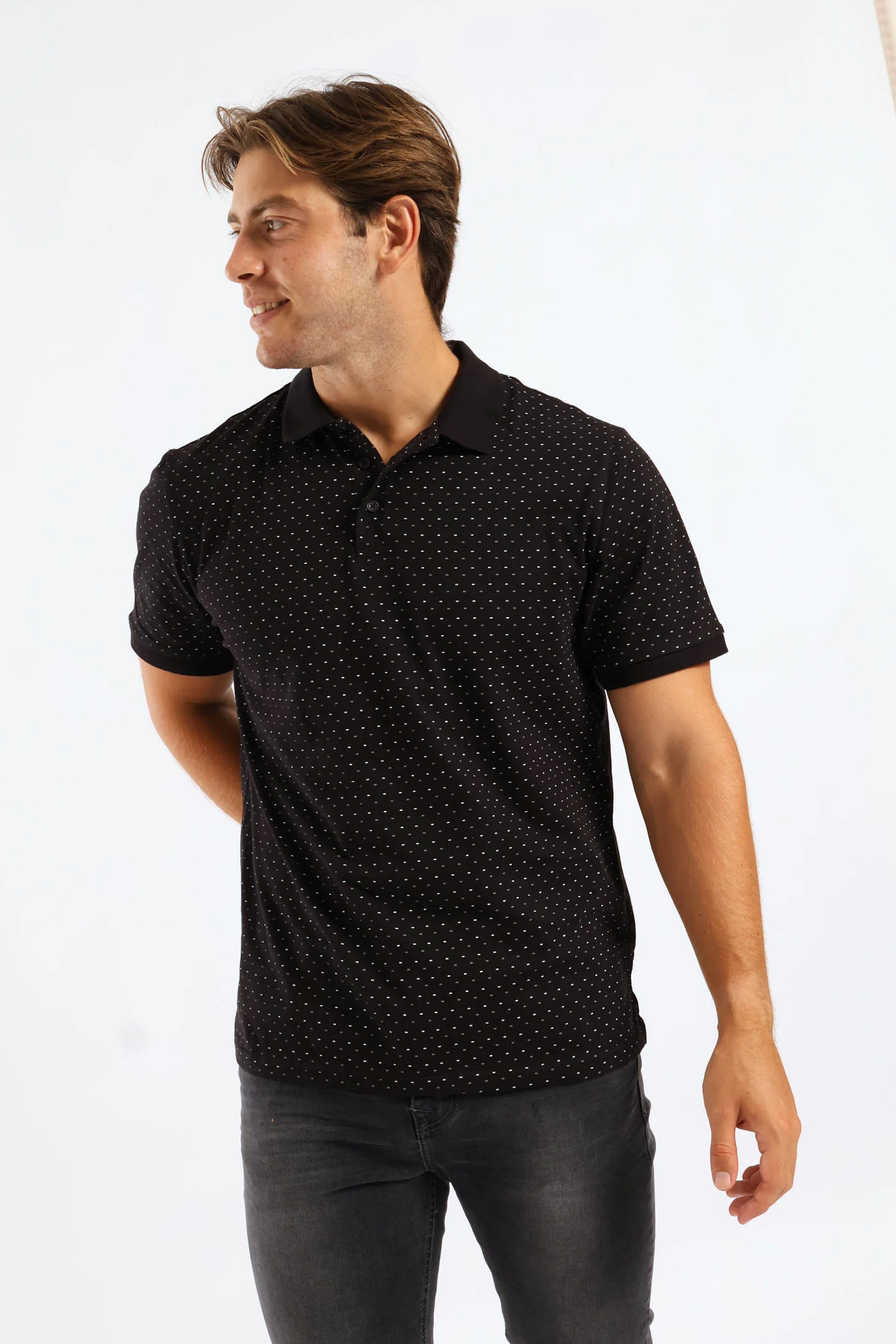 Dot Dash Print Golfer - Black - Image 2