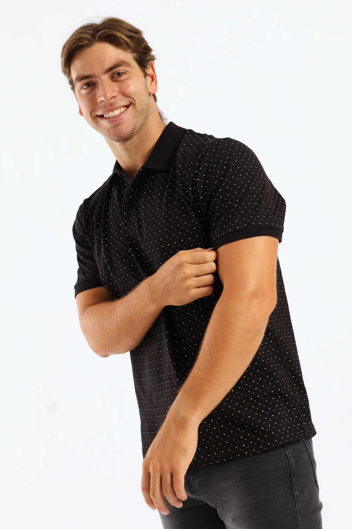 Dot Dash Print Golfer - Black - Image 3