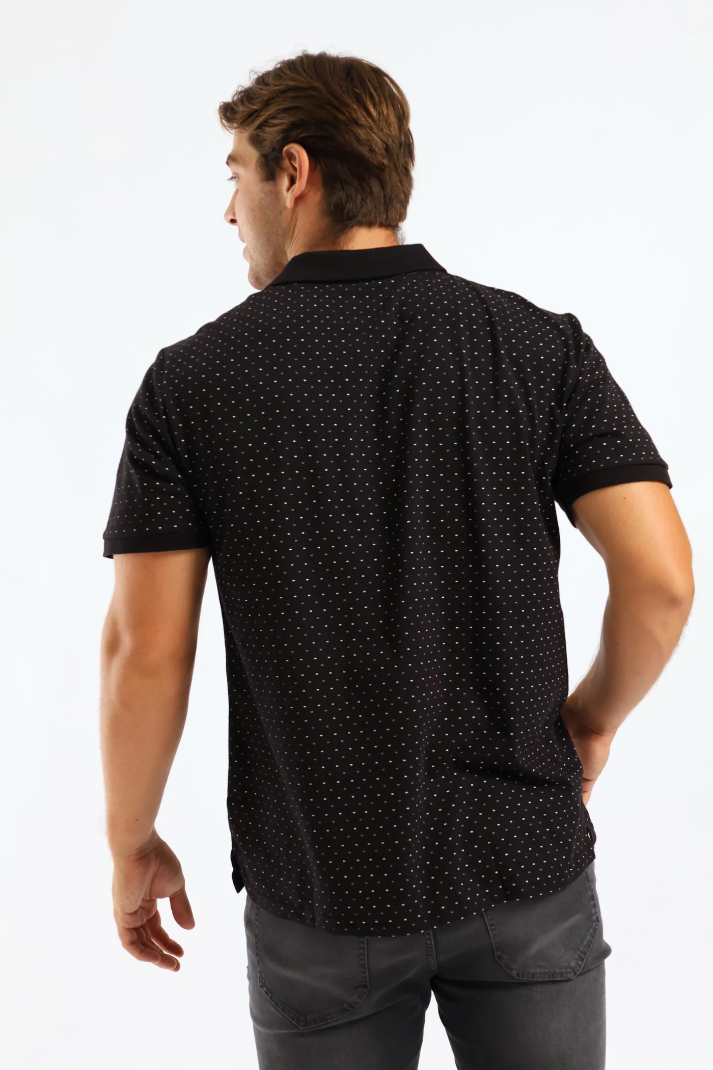 Dot Dash Print Golfer - Black - Image 5