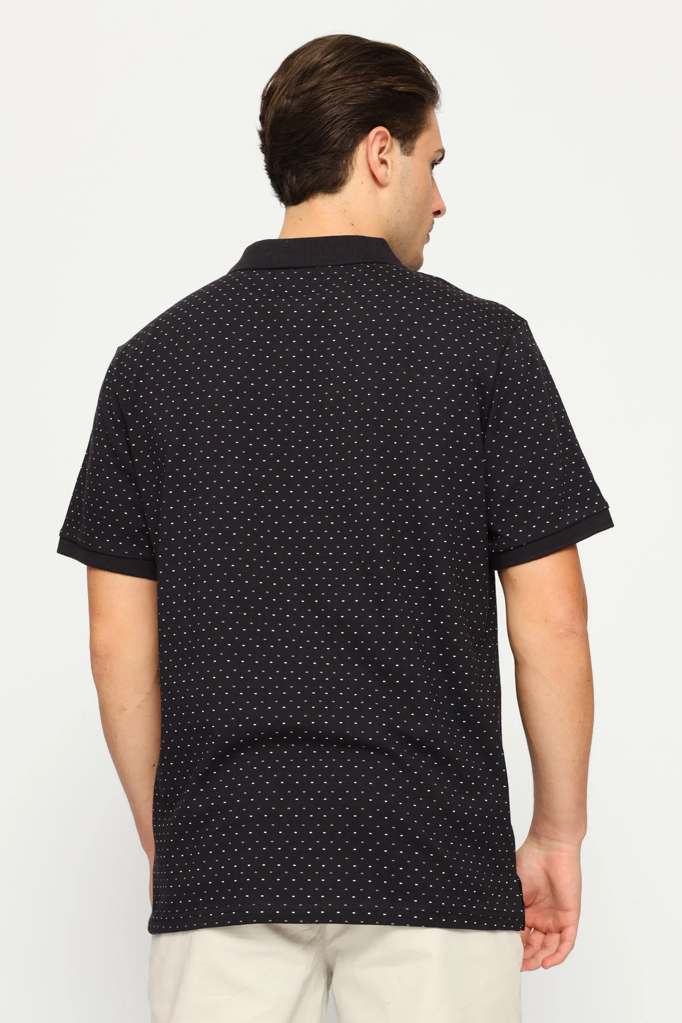 Dot Dash Print Golfer - Navy - Image 3