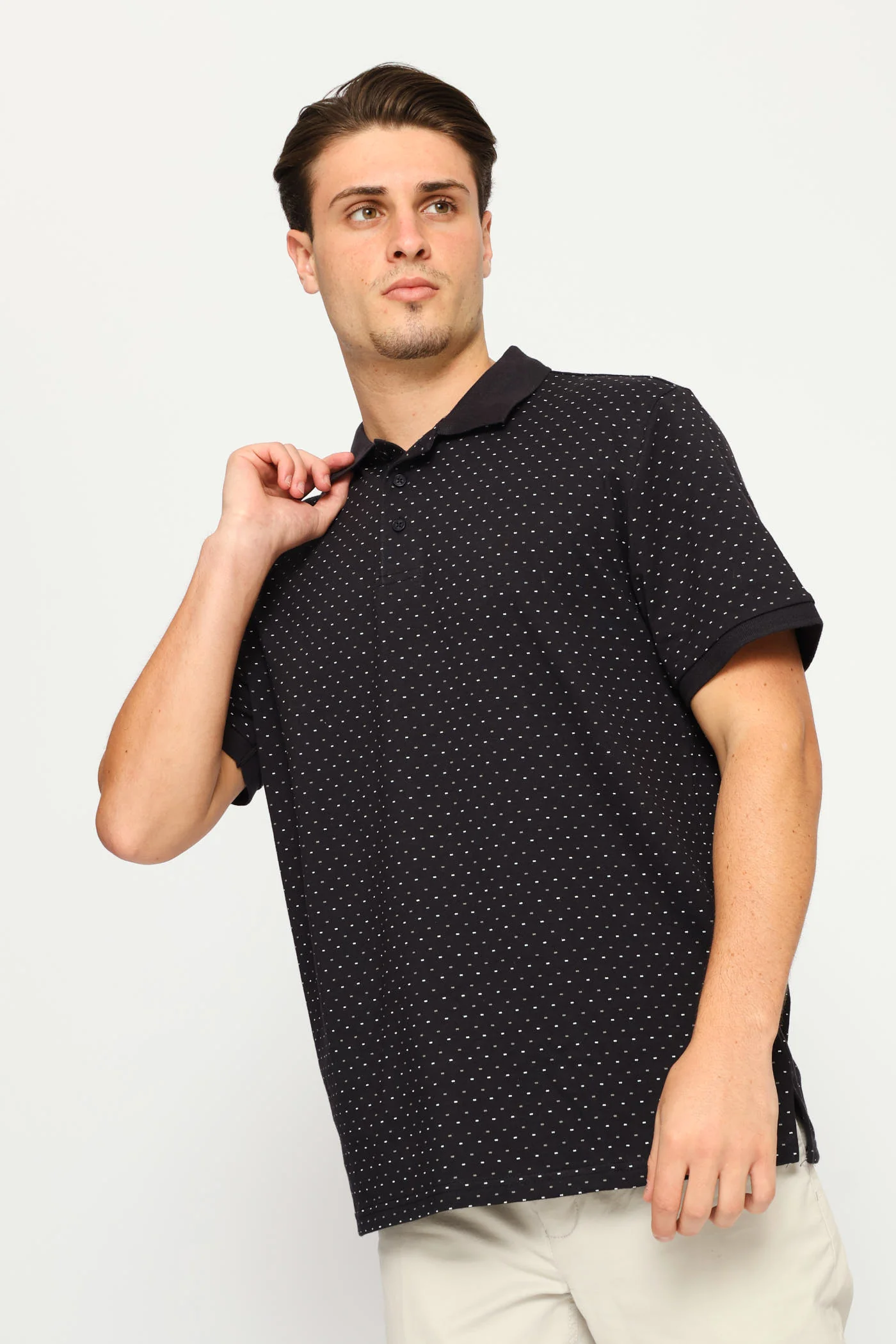 Dot Dash Print Golfer - Navy - Image 4