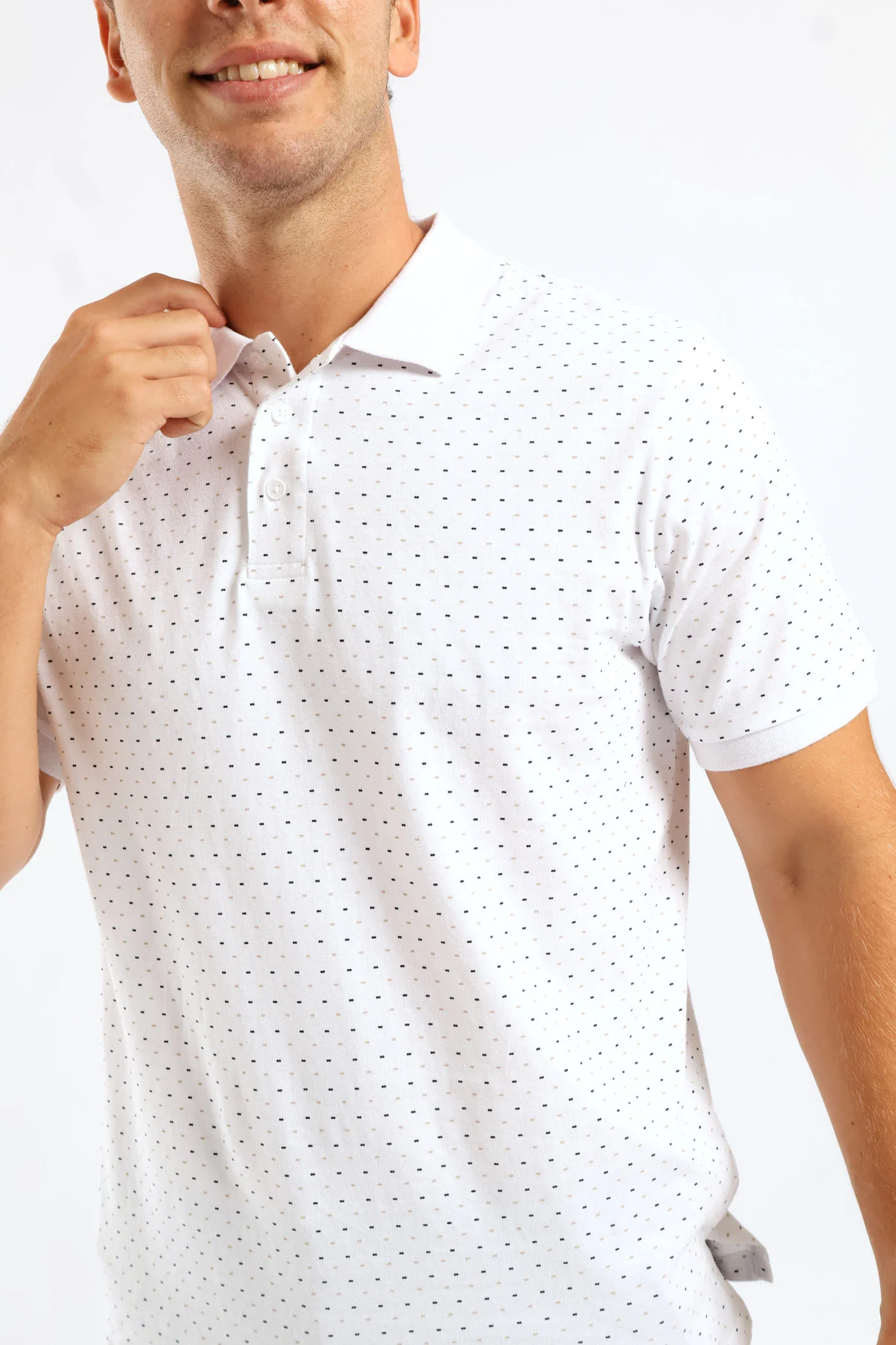 Dot Dash Print Golfer - White - Image 2