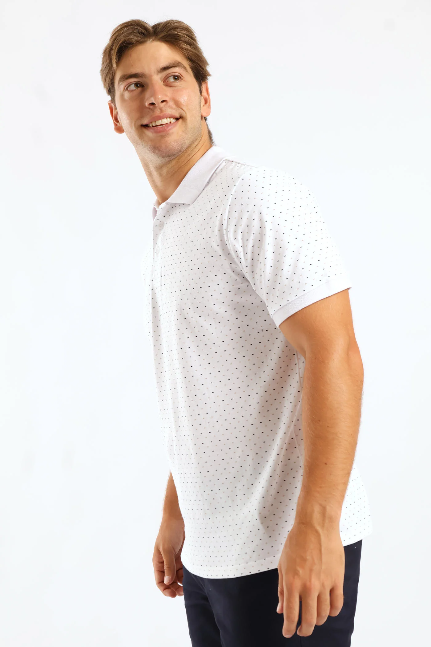 Dot Dash Print Golfer - White - Image 4