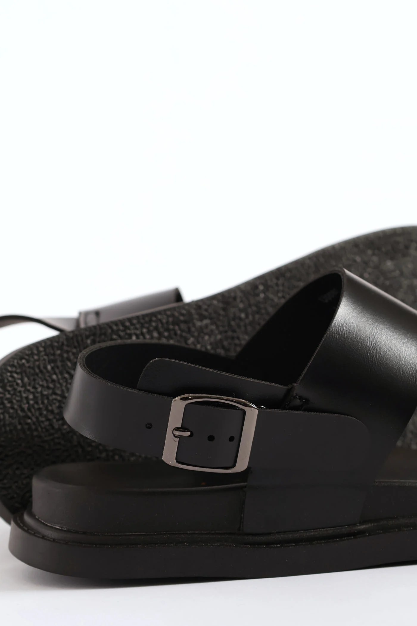 Double Band Comfort Sandal With Backstrap - Black - Image 2
