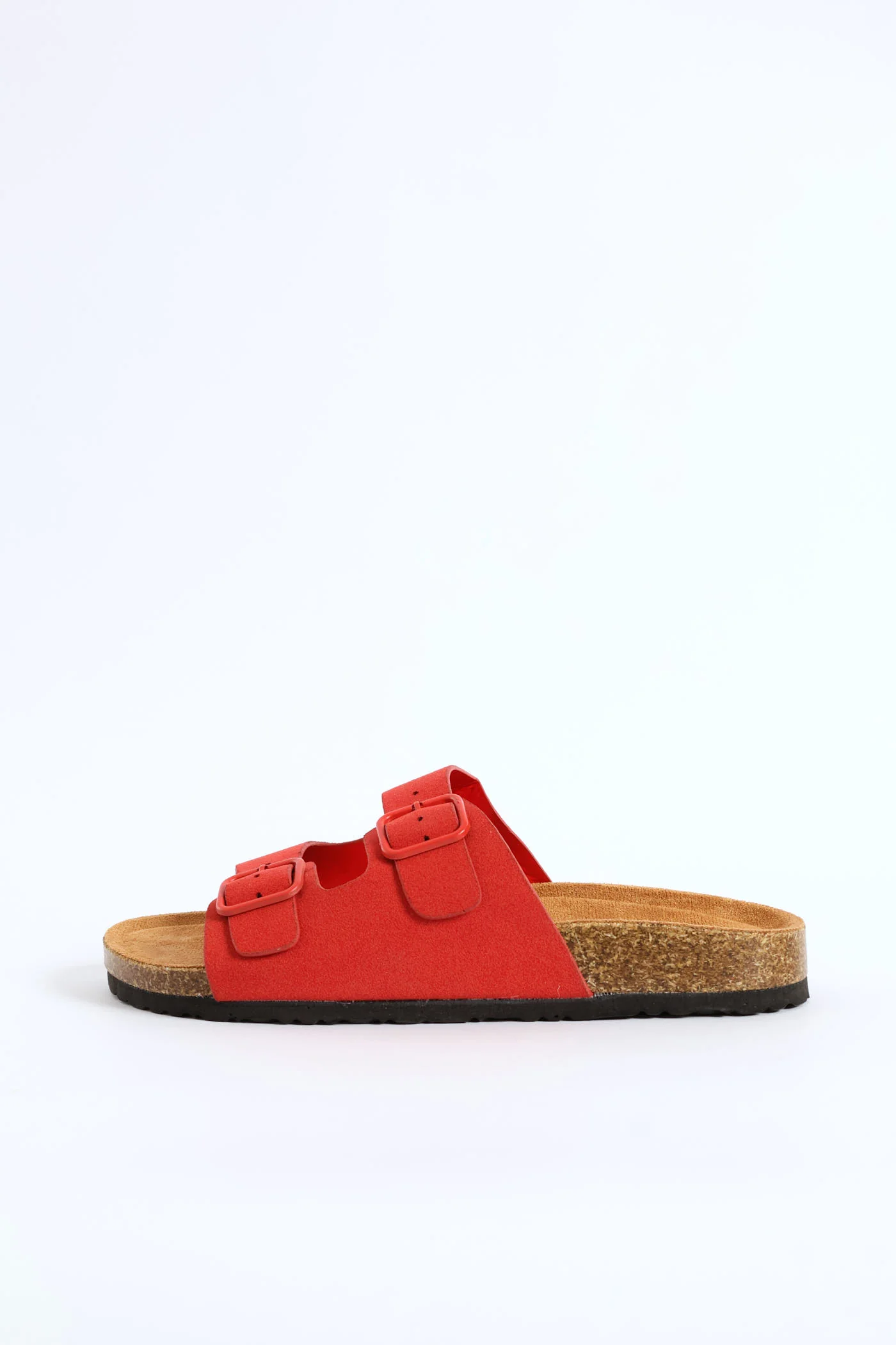 Double Band Slide Sandal With Monotone Buckles - Red - Image 4