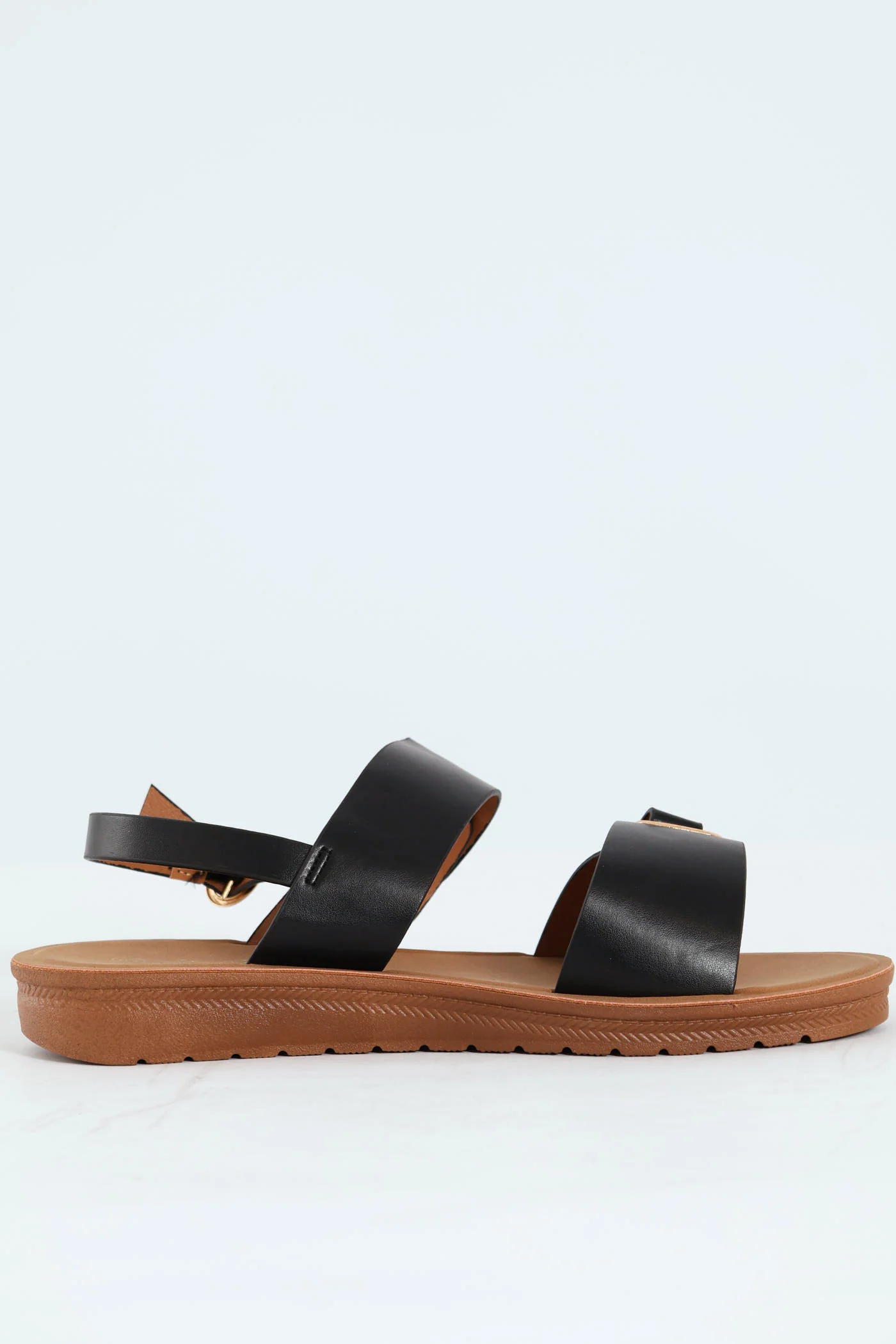 Double Band Slingback Sandal On Comfort Outsole - Black - Image 5