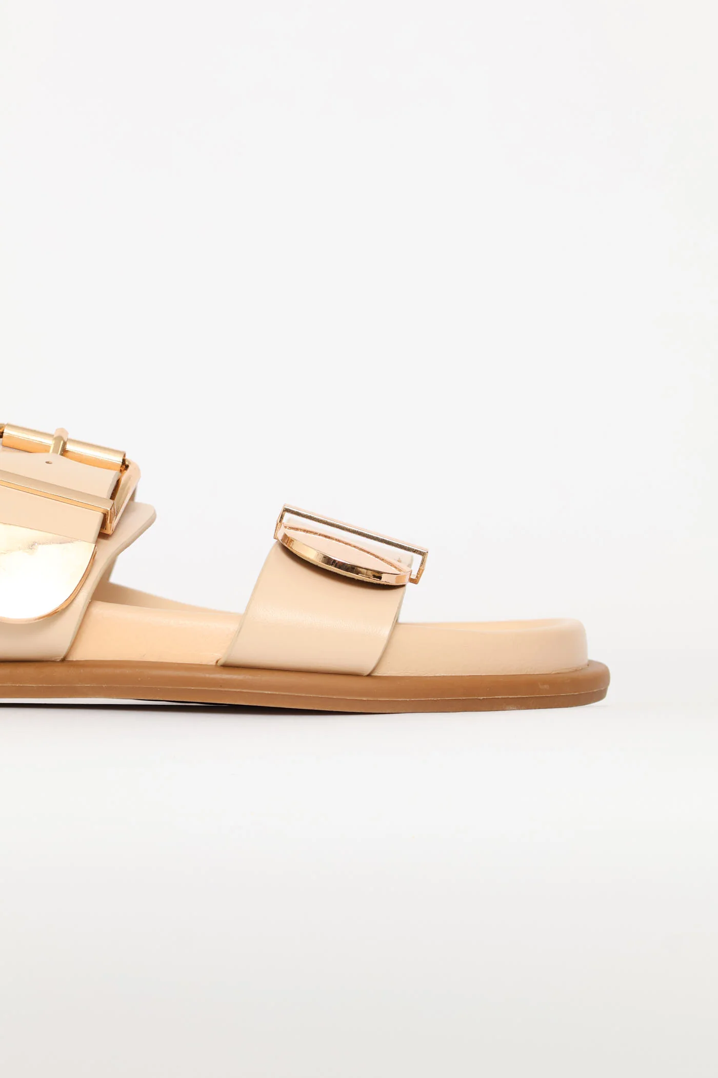 Double Band With Metal Tips Comfort Sandal - Off White - Image 4