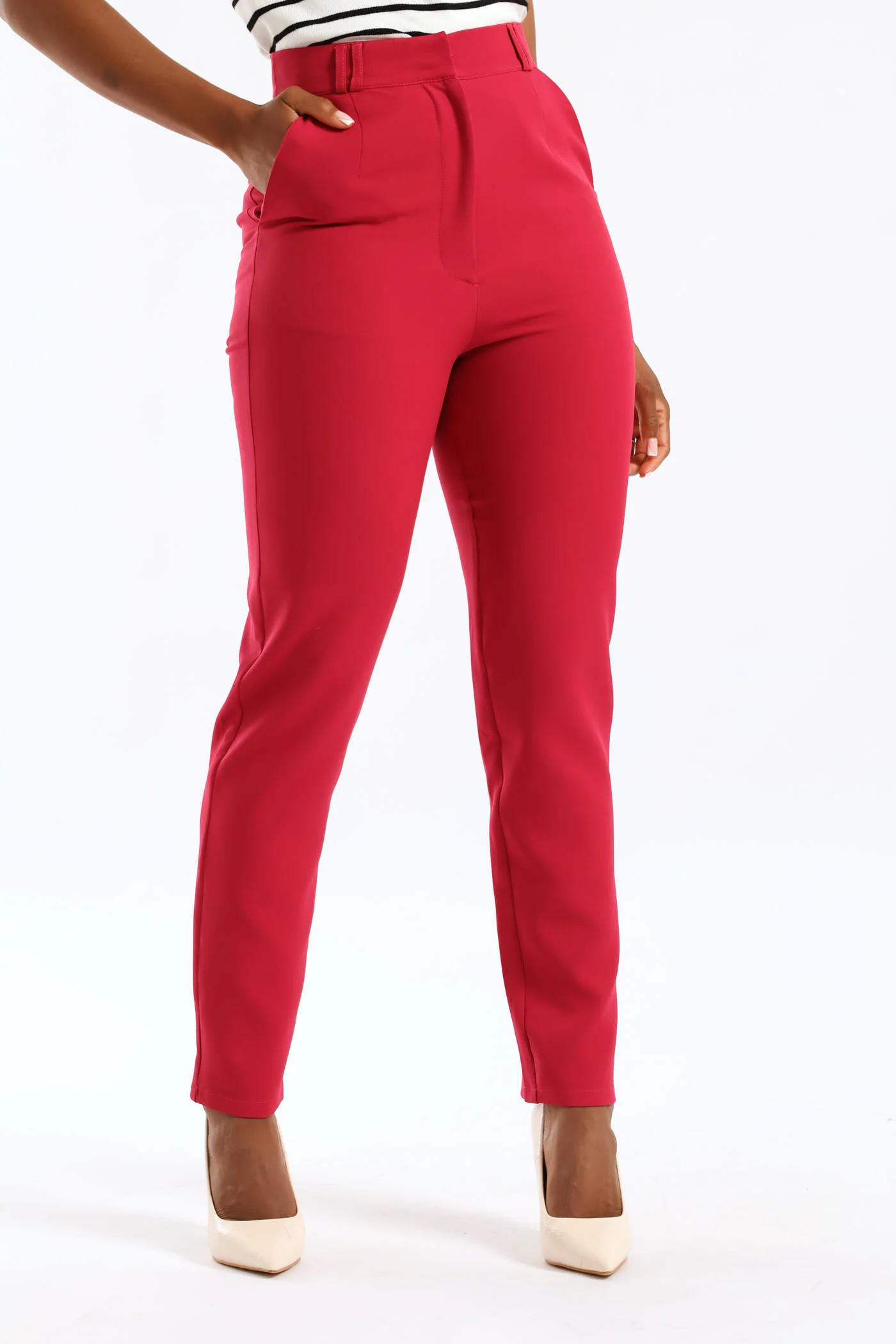 Double Belt Loop Tapered Leg Pant - Magenta - Image 2