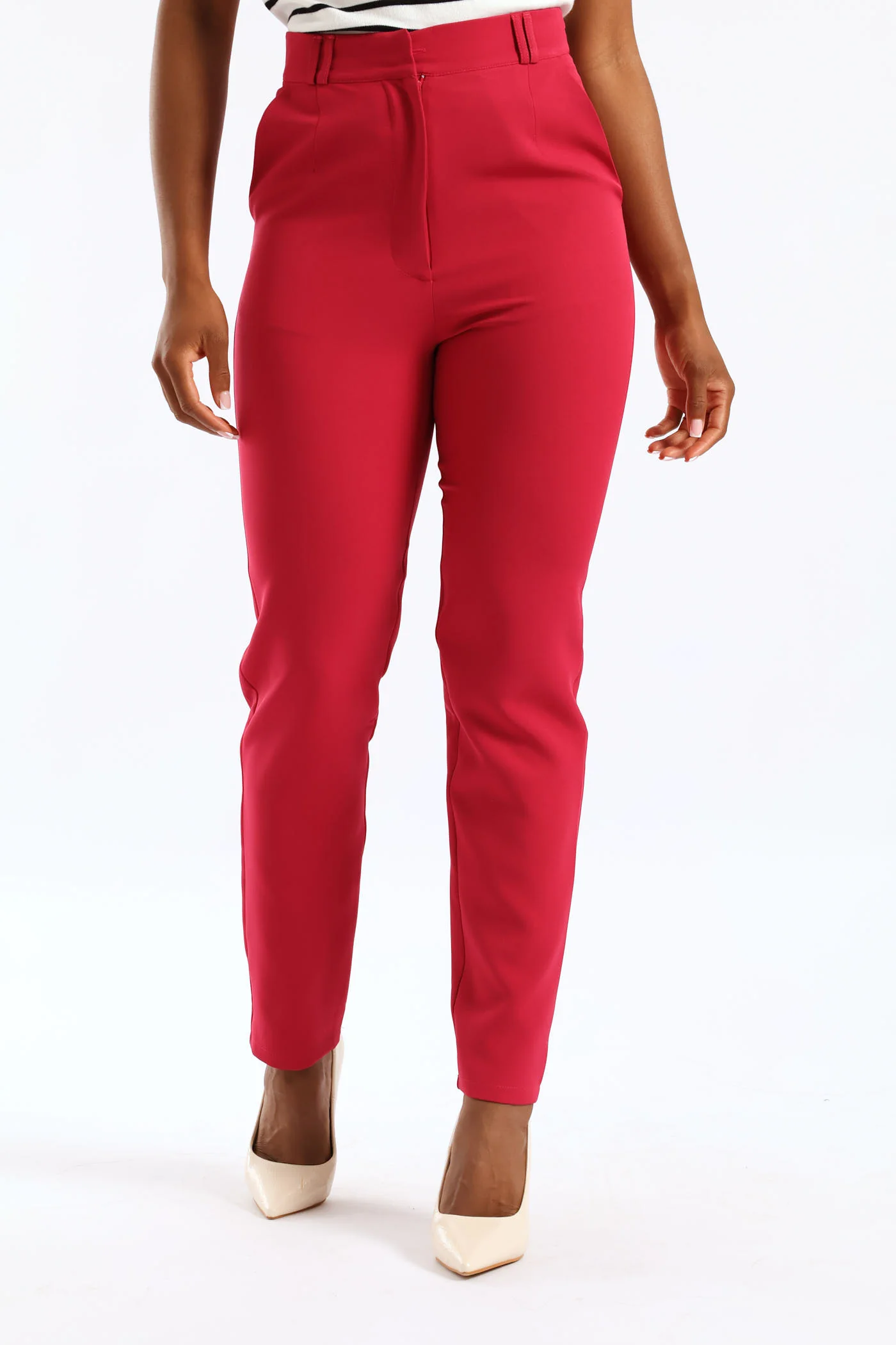 Double Belt Loop Tapered Leg Pant - Magenta - Image 3
