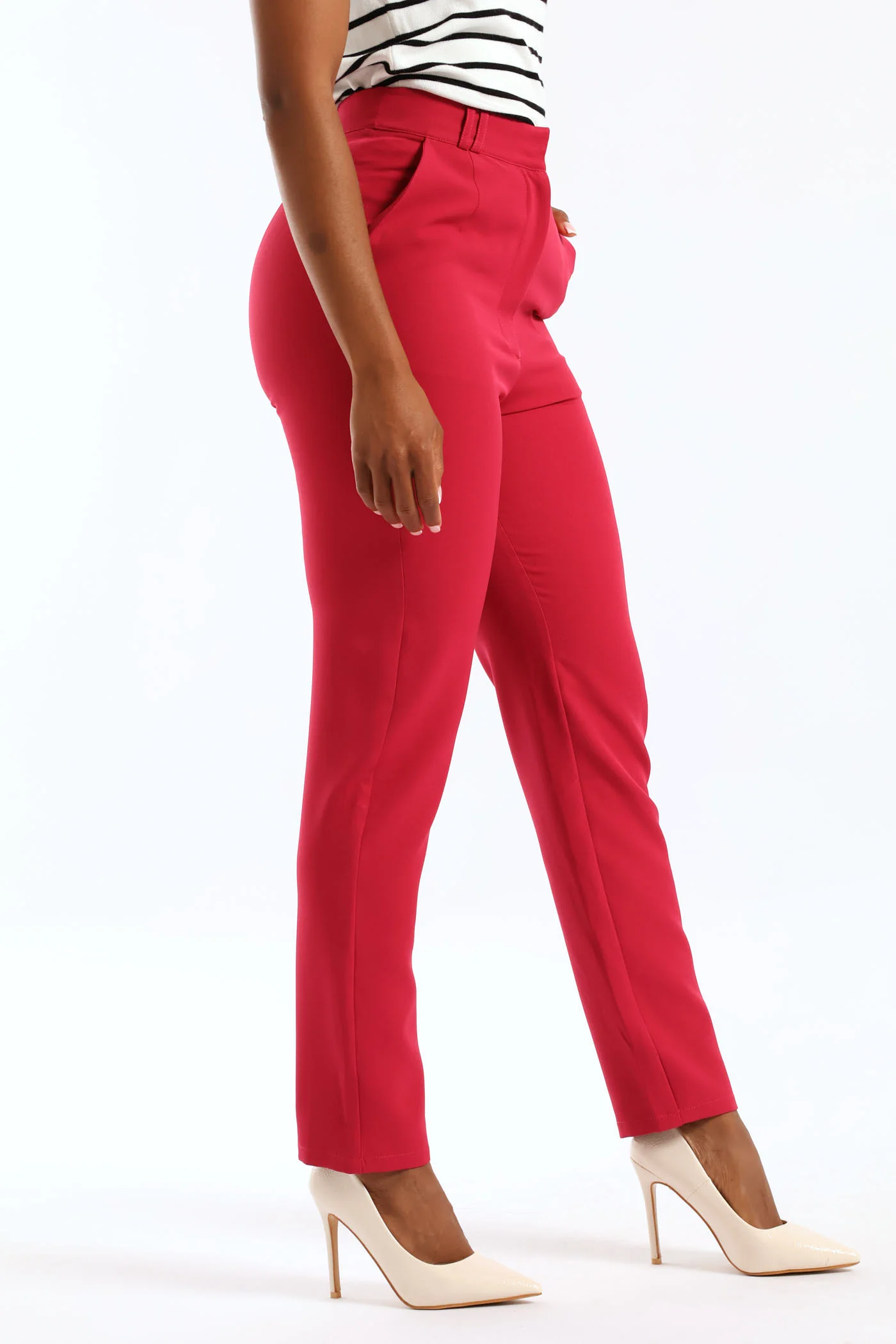 Double Belt Loop Tapered Leg Pant - Magenta - Image 4