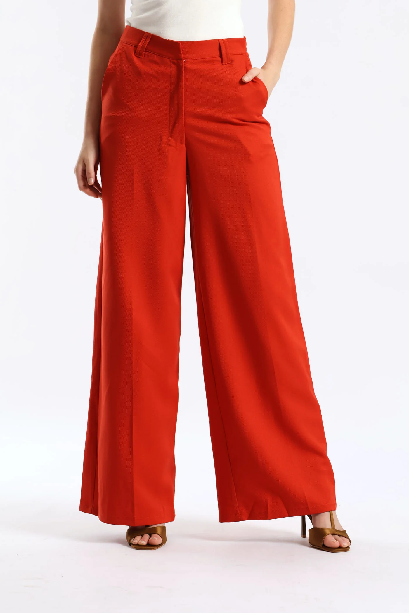 Double Belt Loop Wide Leg Pant - Burnt Orange - Image 2