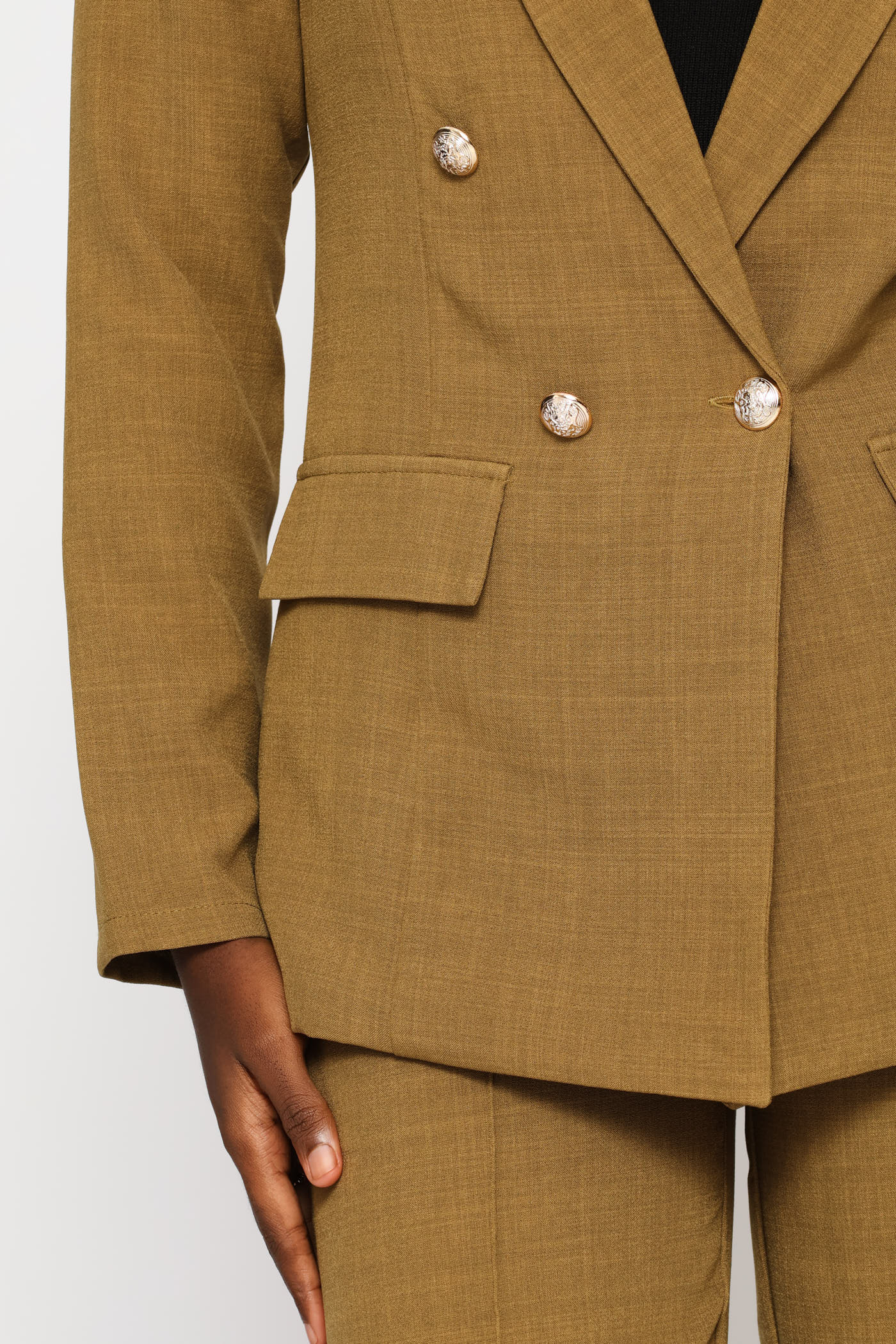 Double Breasted Linen Blend Blazer - Natural - Image 2
