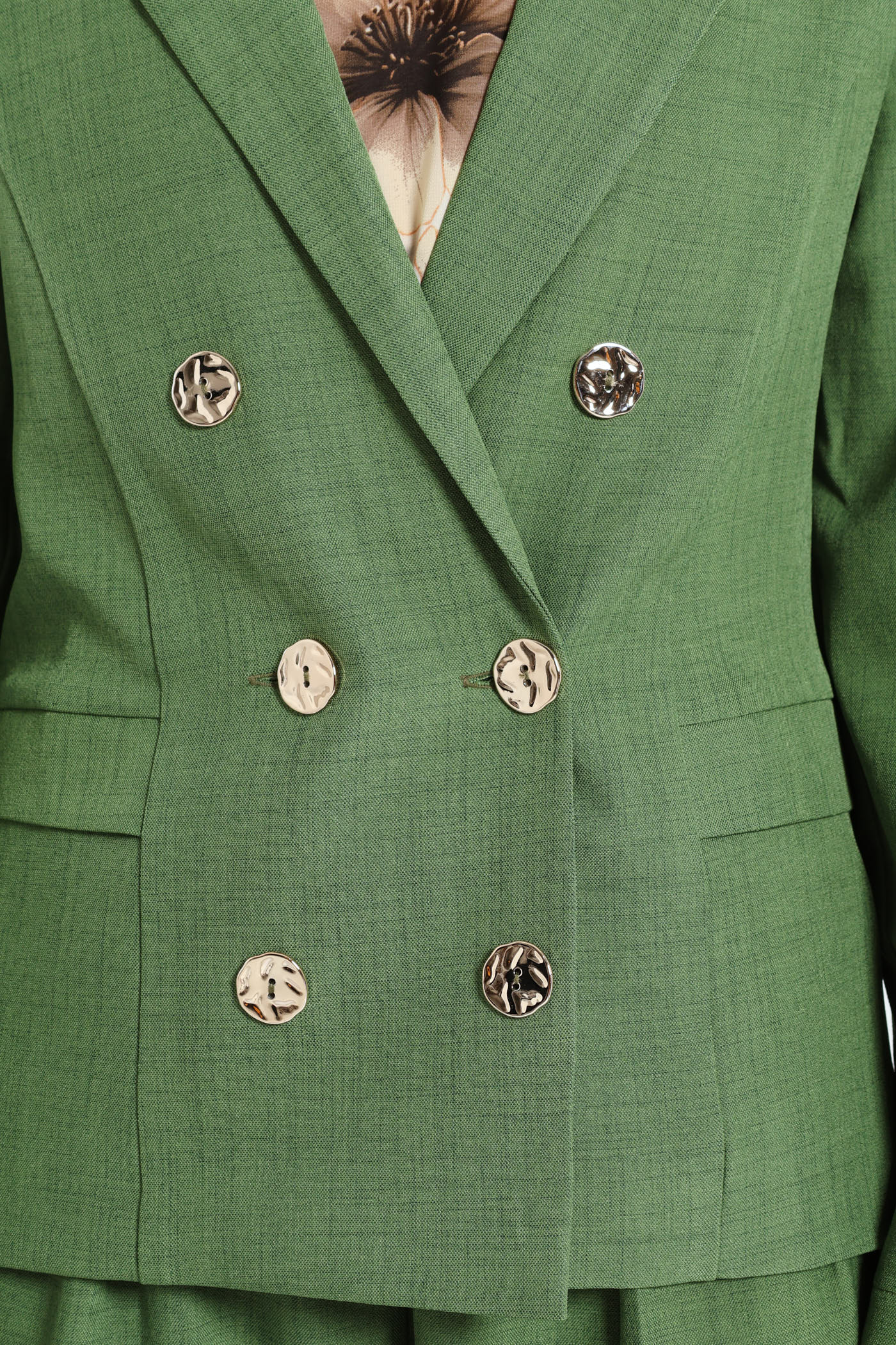 Double Breasted Melange Look Blazer - Image 5