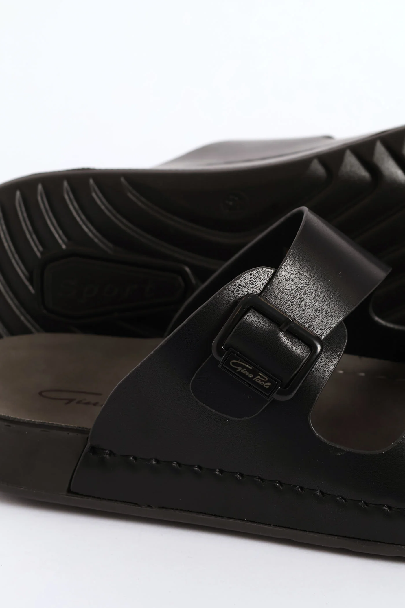Double Buckle Comfort Sandal - Black - Image 2