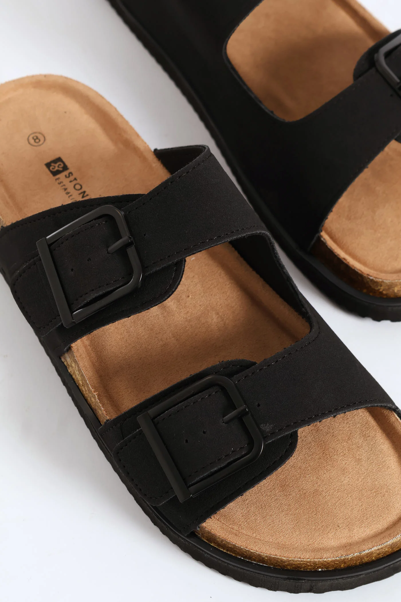 Double Buckle Comfort Sandal - Black - Image 2