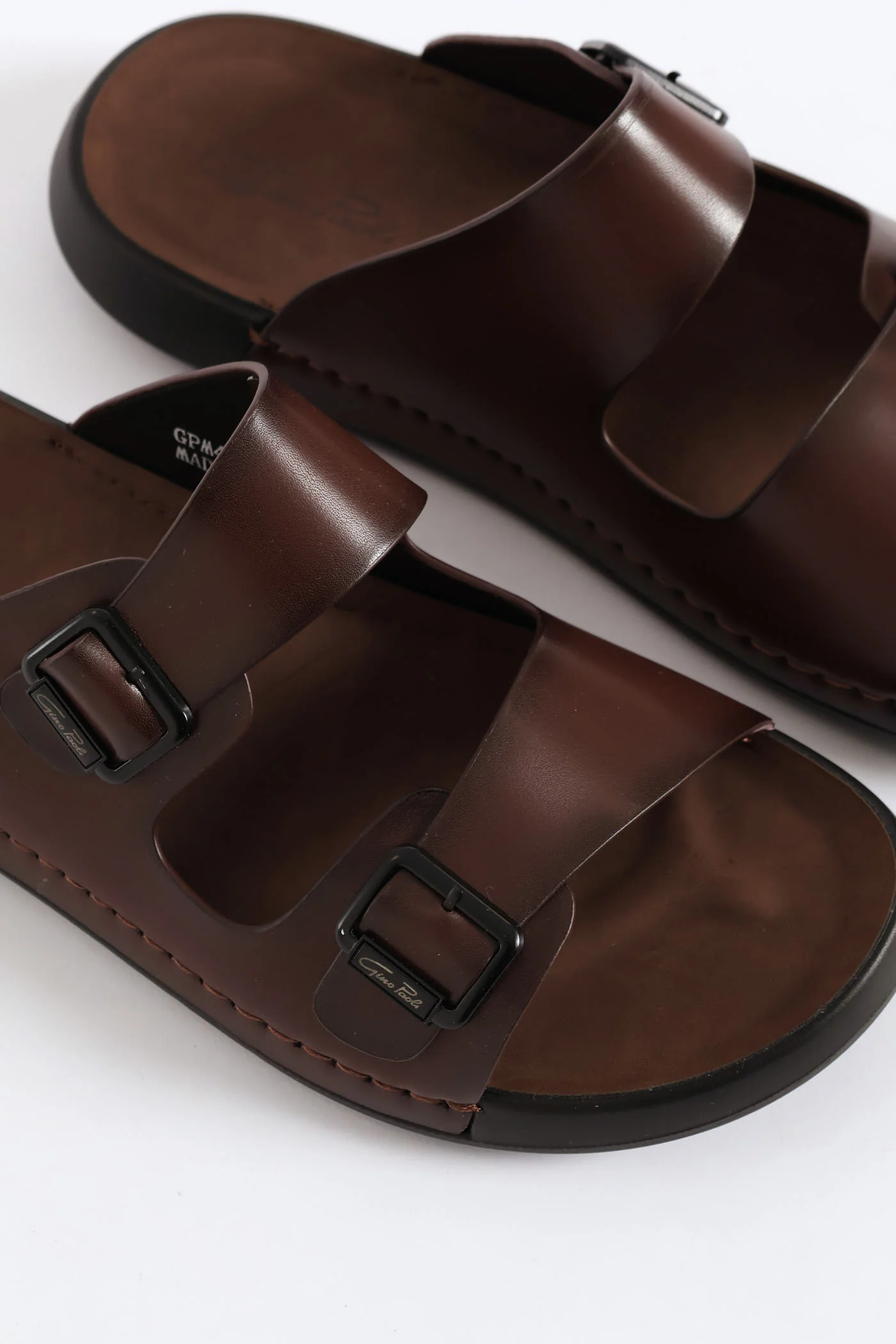 Double Buckle Comfort Sandal - Brown - Image 3