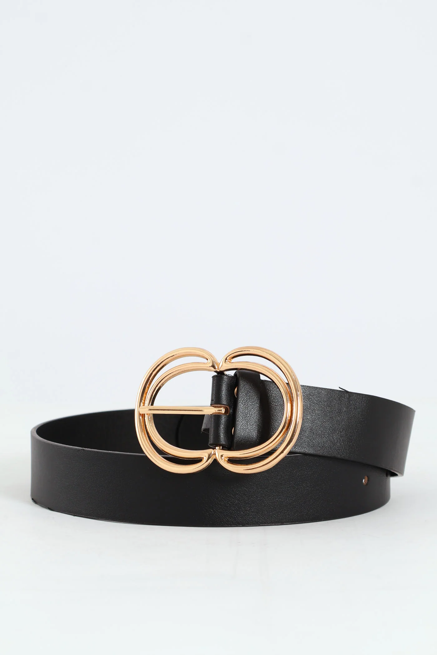 Double Buckle Fashion Belt - Black - Image 2