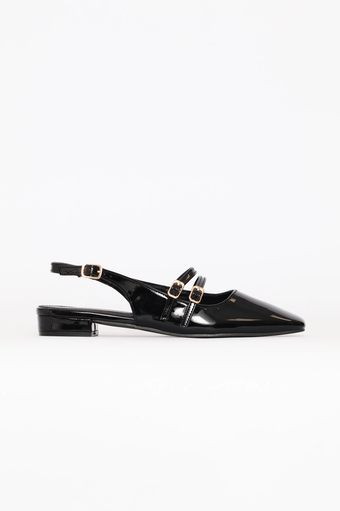 Double Buckle Mary Jane Slingback Mule - Black - Image 2