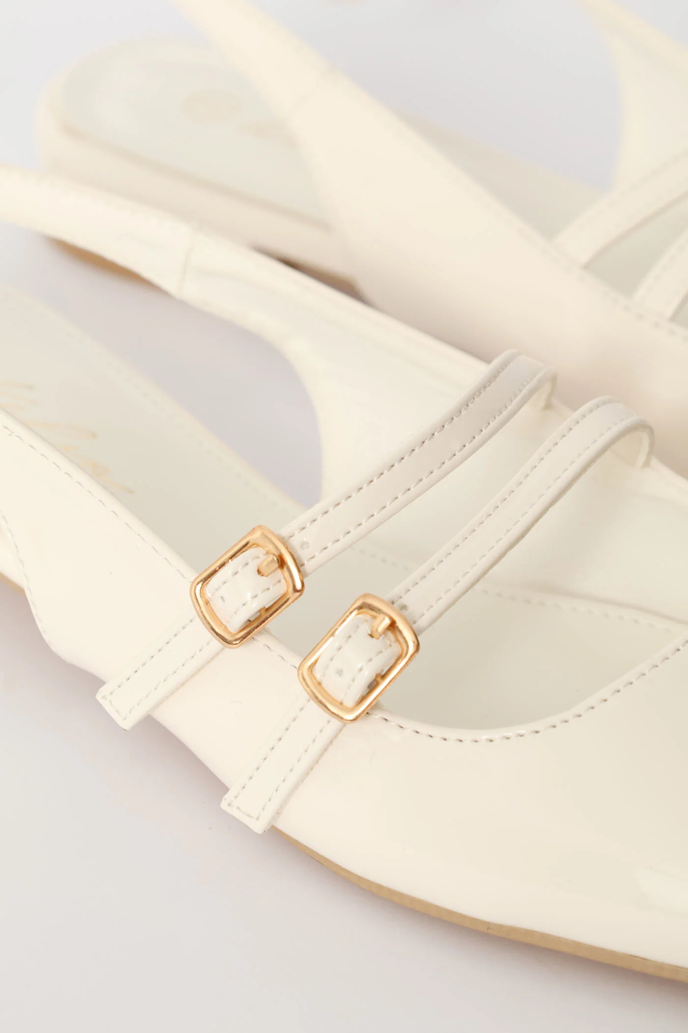 Double Buckle Mary Jane Slingback Mule - Off White - Image 2
