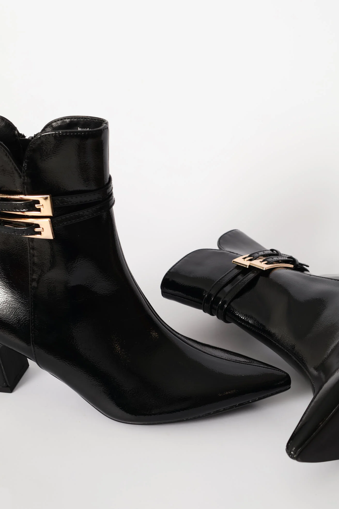 Double Buckle Trim Ankle Boot - Black - Image 2
