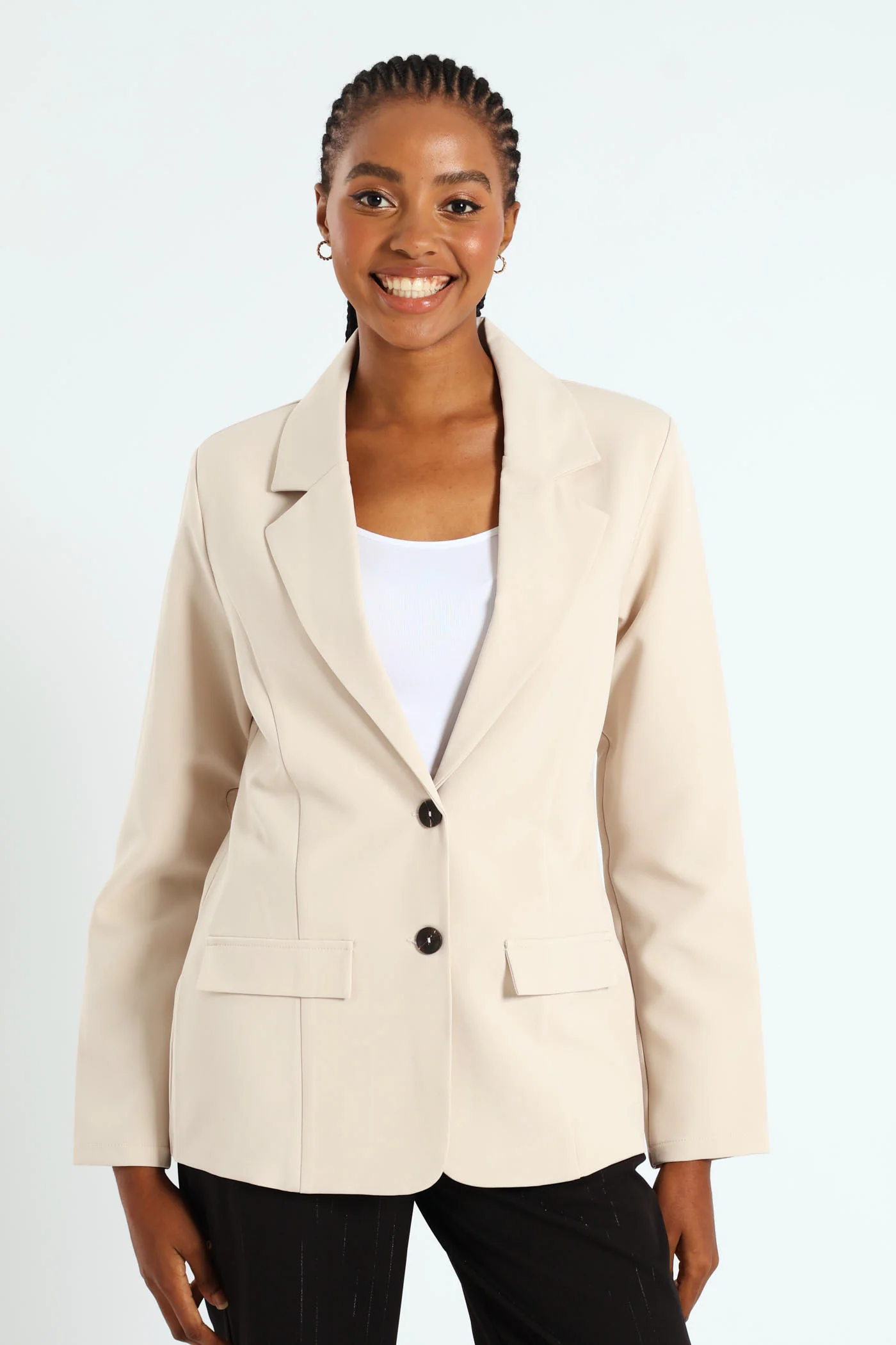 Double Button Blazer - Stone - Image 2