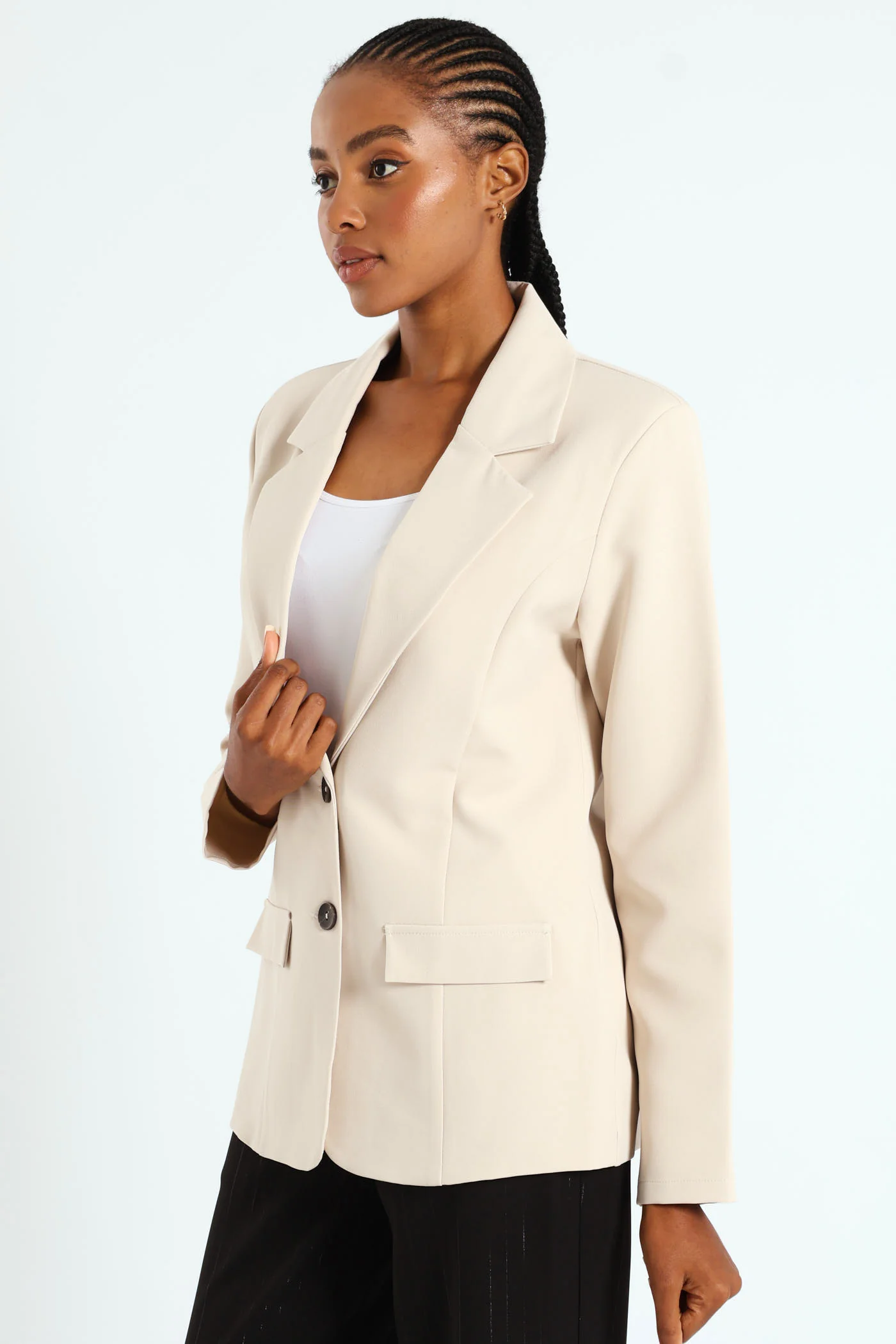 Double Button Blazer - Stone - Image 4