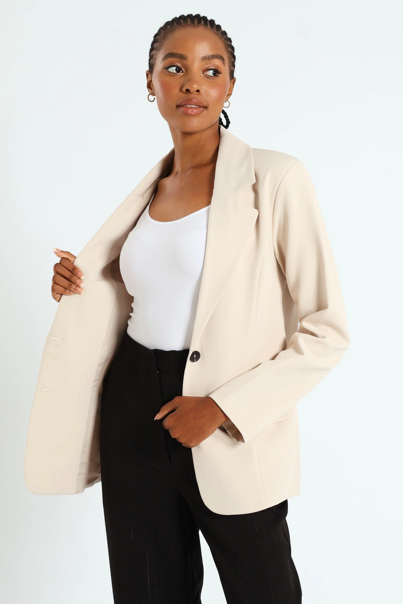 Double Button Blazer - Stone - Image 5