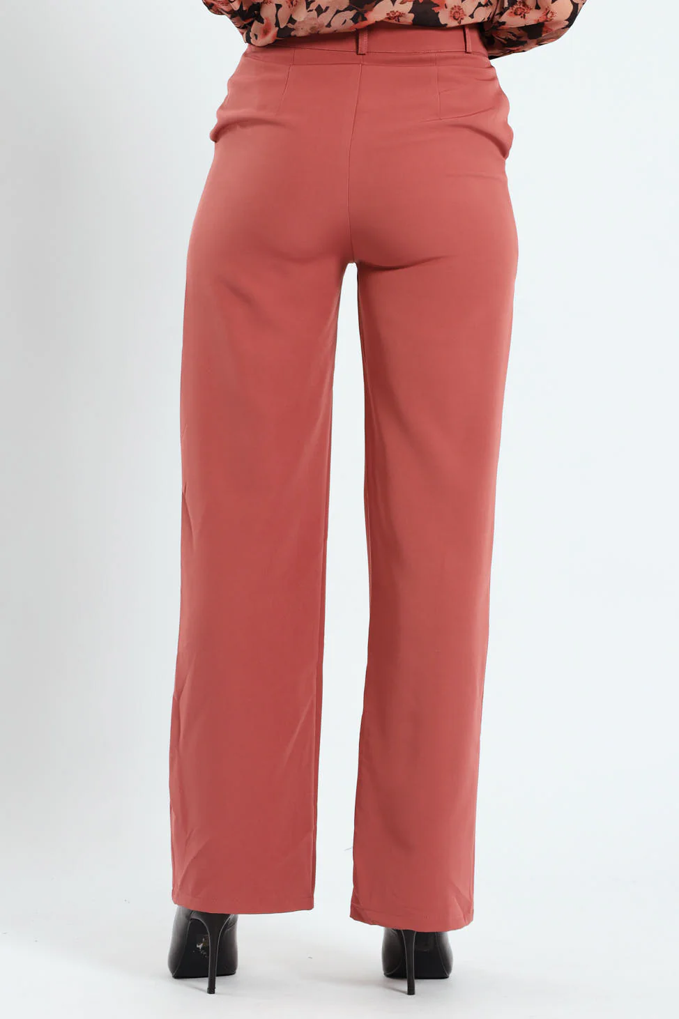 Double Button Pintuck Straight Leg Pants - Deco Rose - Image 4