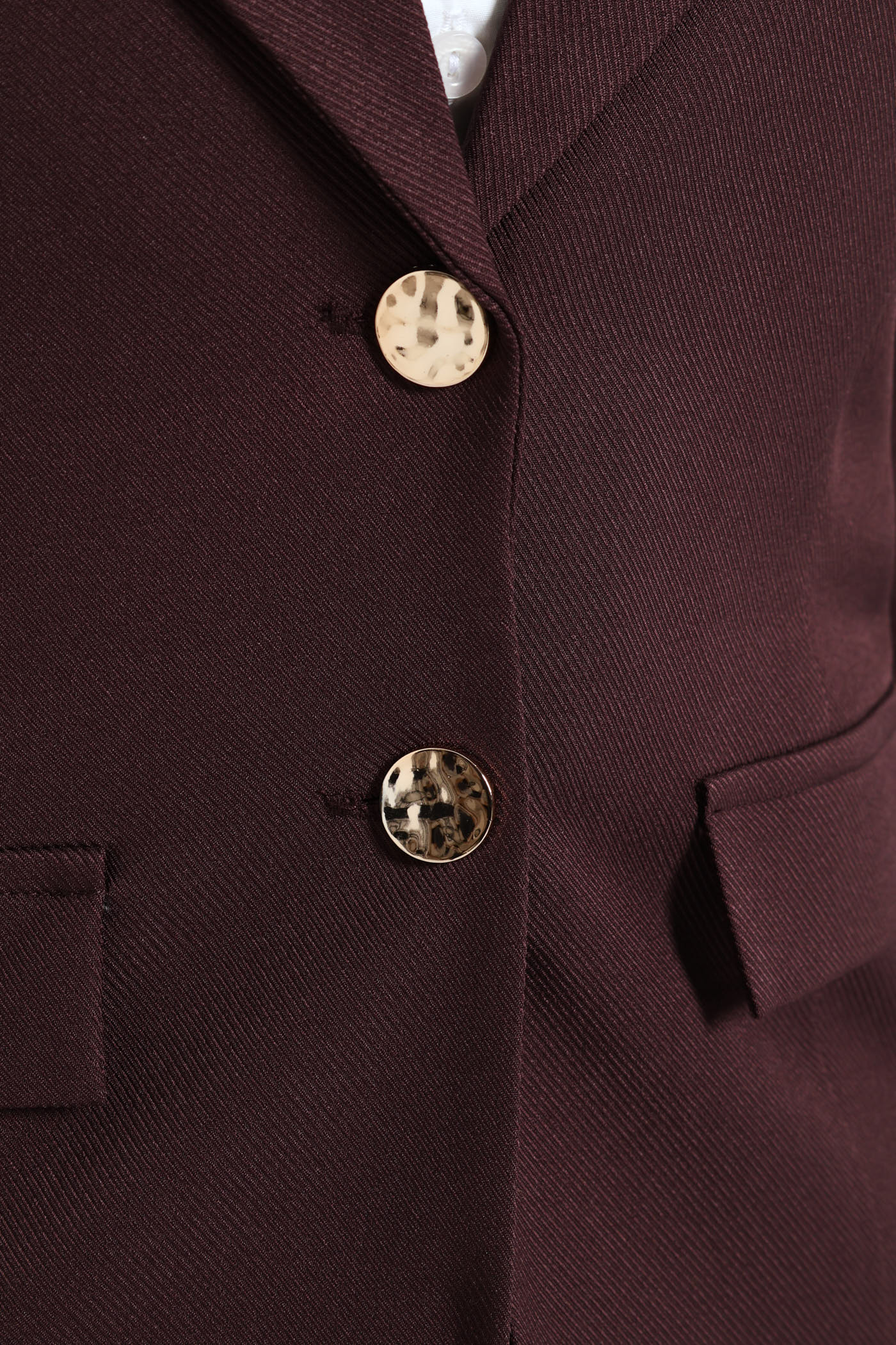 Double Button Twill Blazer - Bitter Chocolate - Image 2