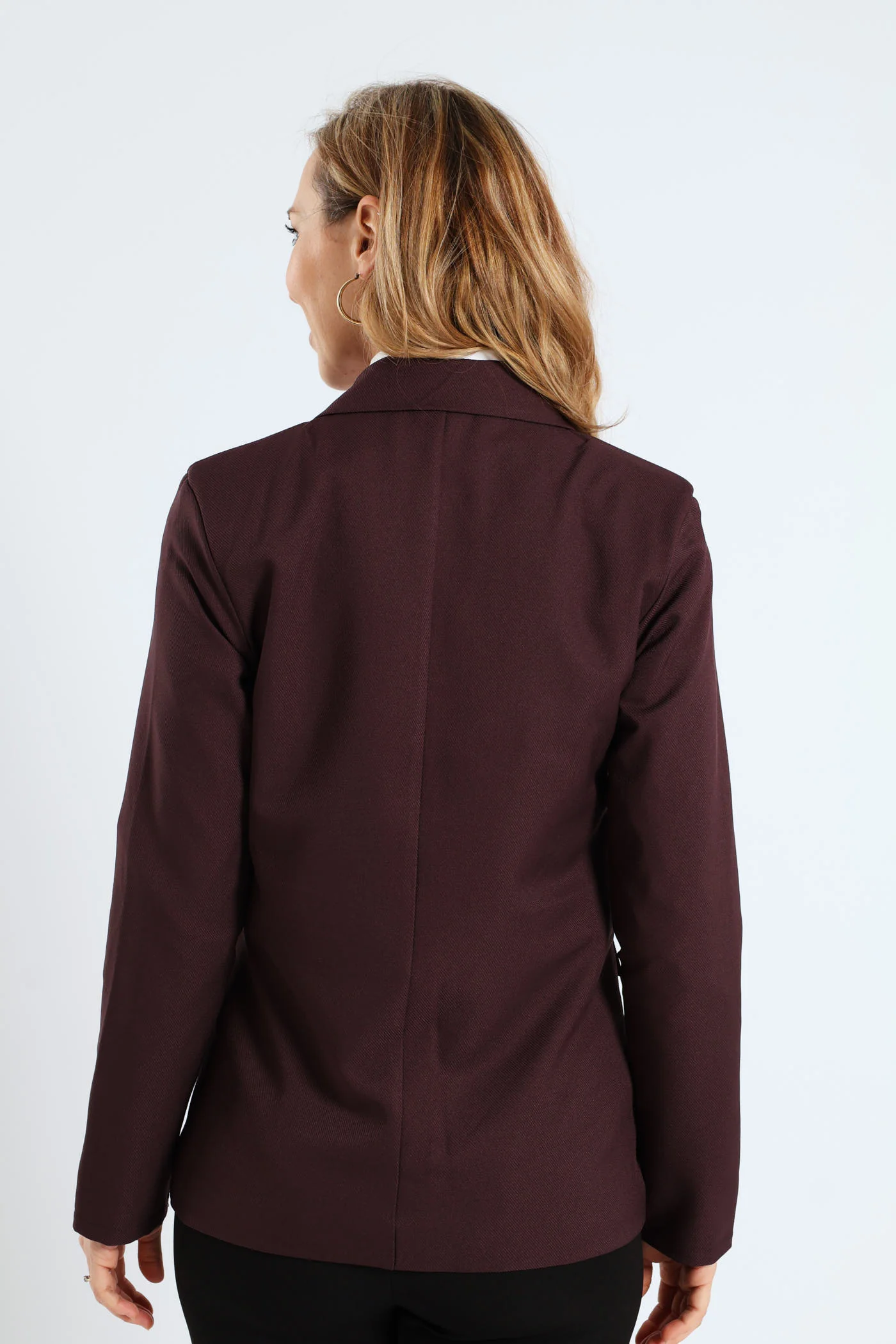Double Button Twill Blazer - Bitter Chocolate - Image 4
