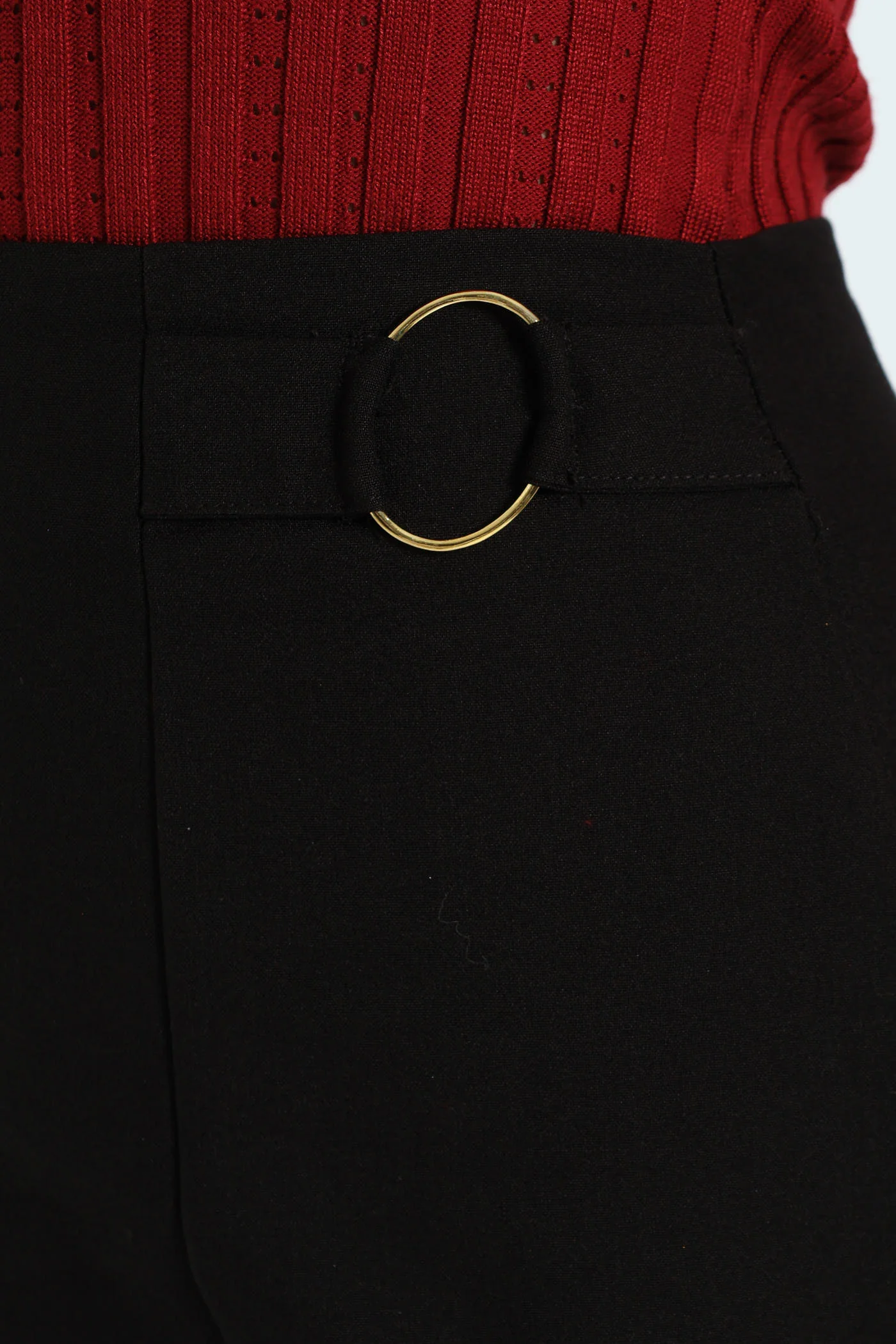 Double Button Work Pencil Skirt - Black - Image 2