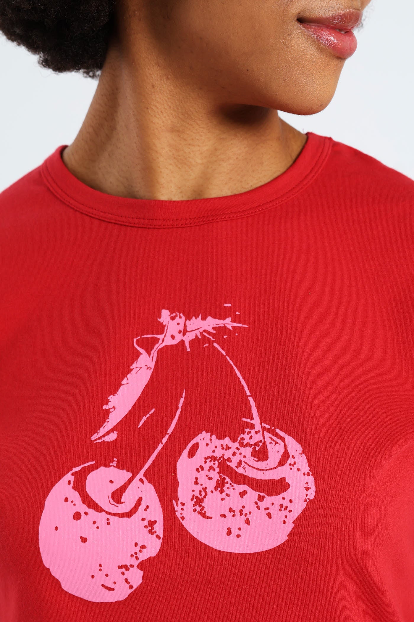 Double Cherry Baby Tee - Red - Image 2
