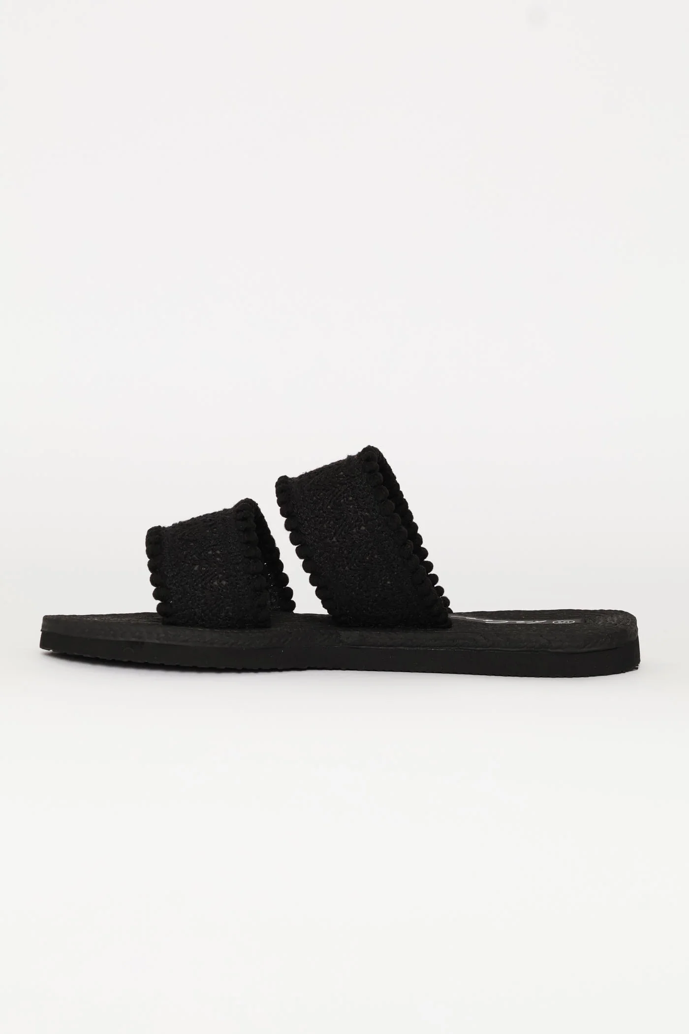 Double Cotton Band Sandal - Black - Image 4