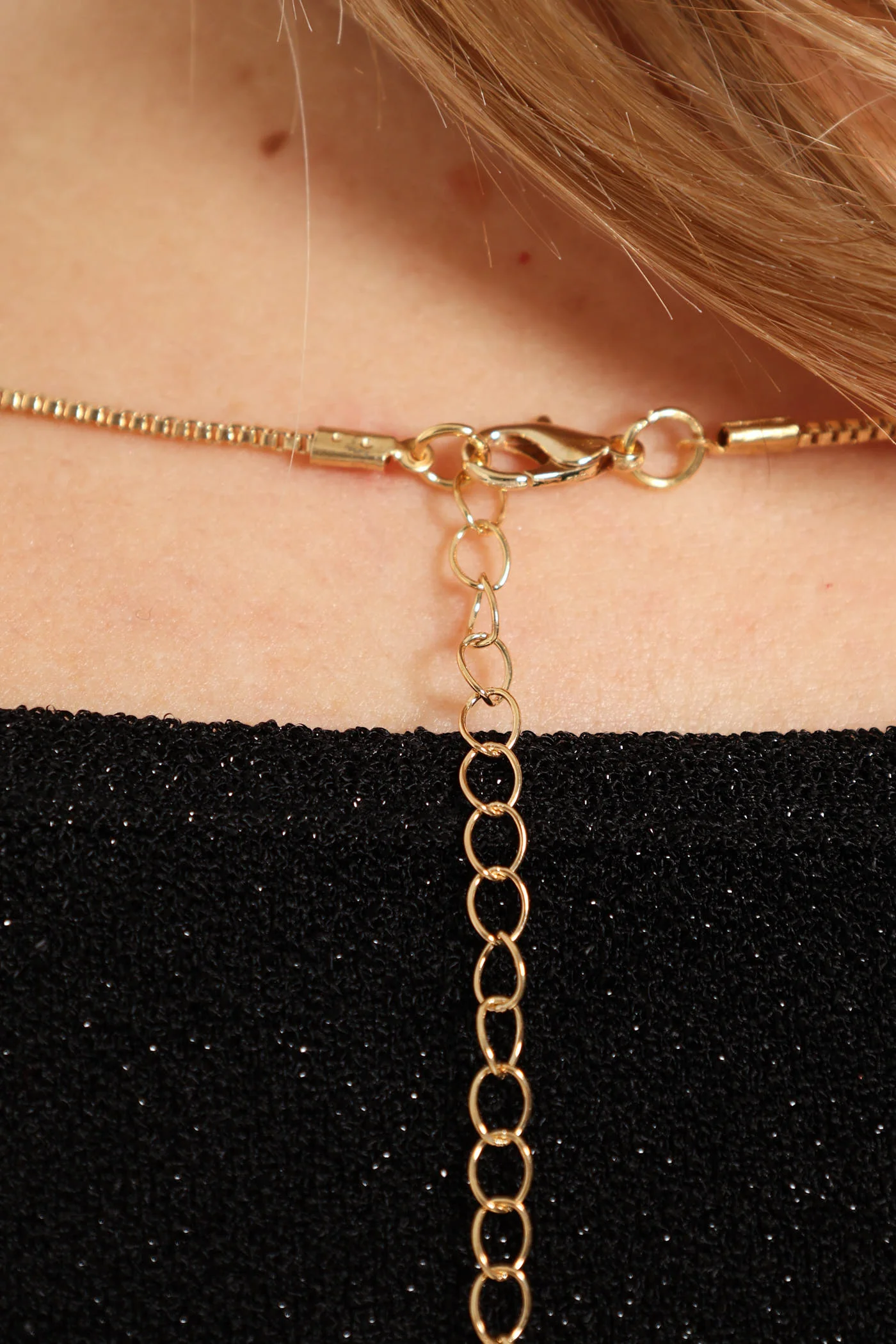 Double Diamante Cross Chain Necklace - Gold - Image 4