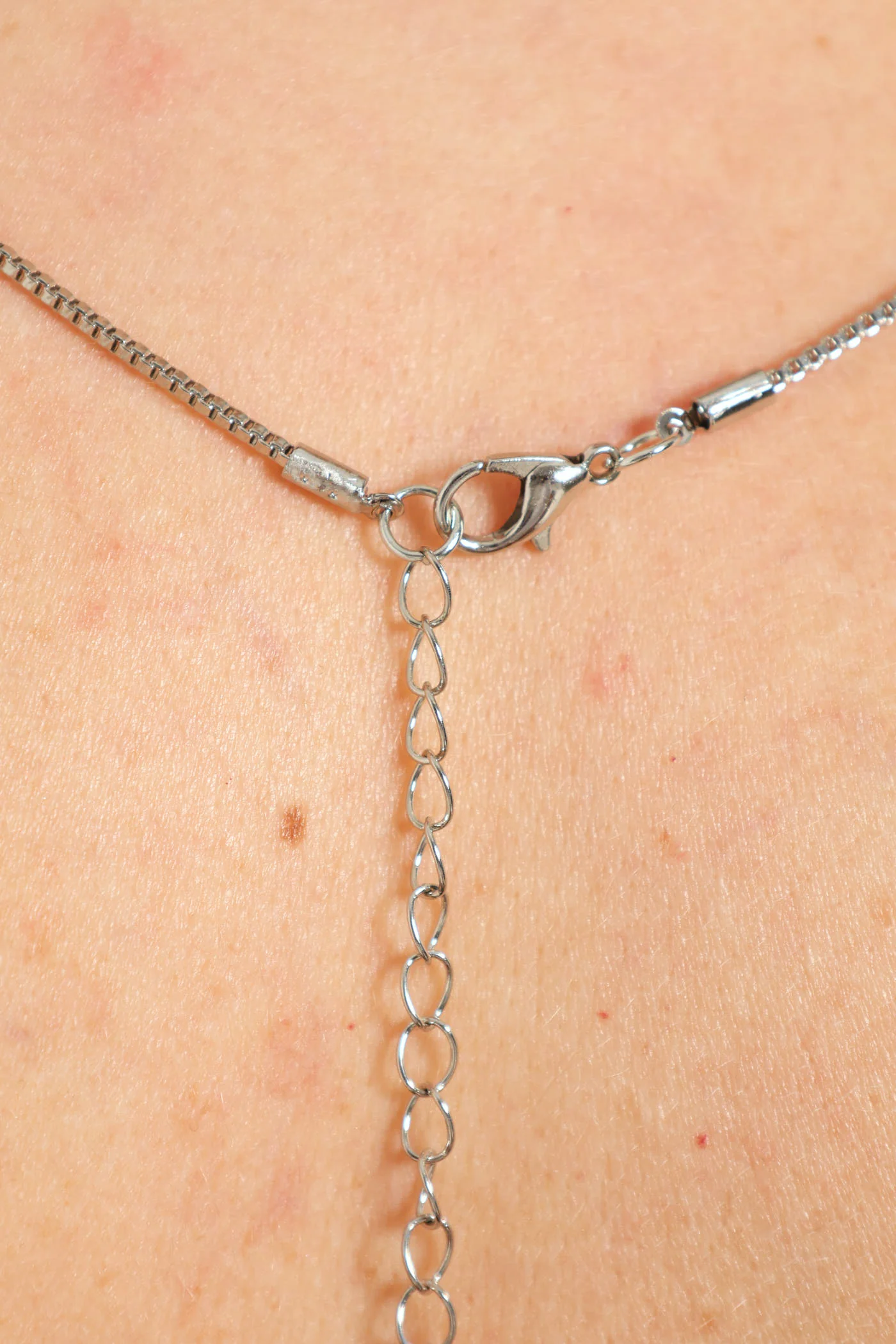 Double Diamante Cross Chain Necklace - Silver - Image 4