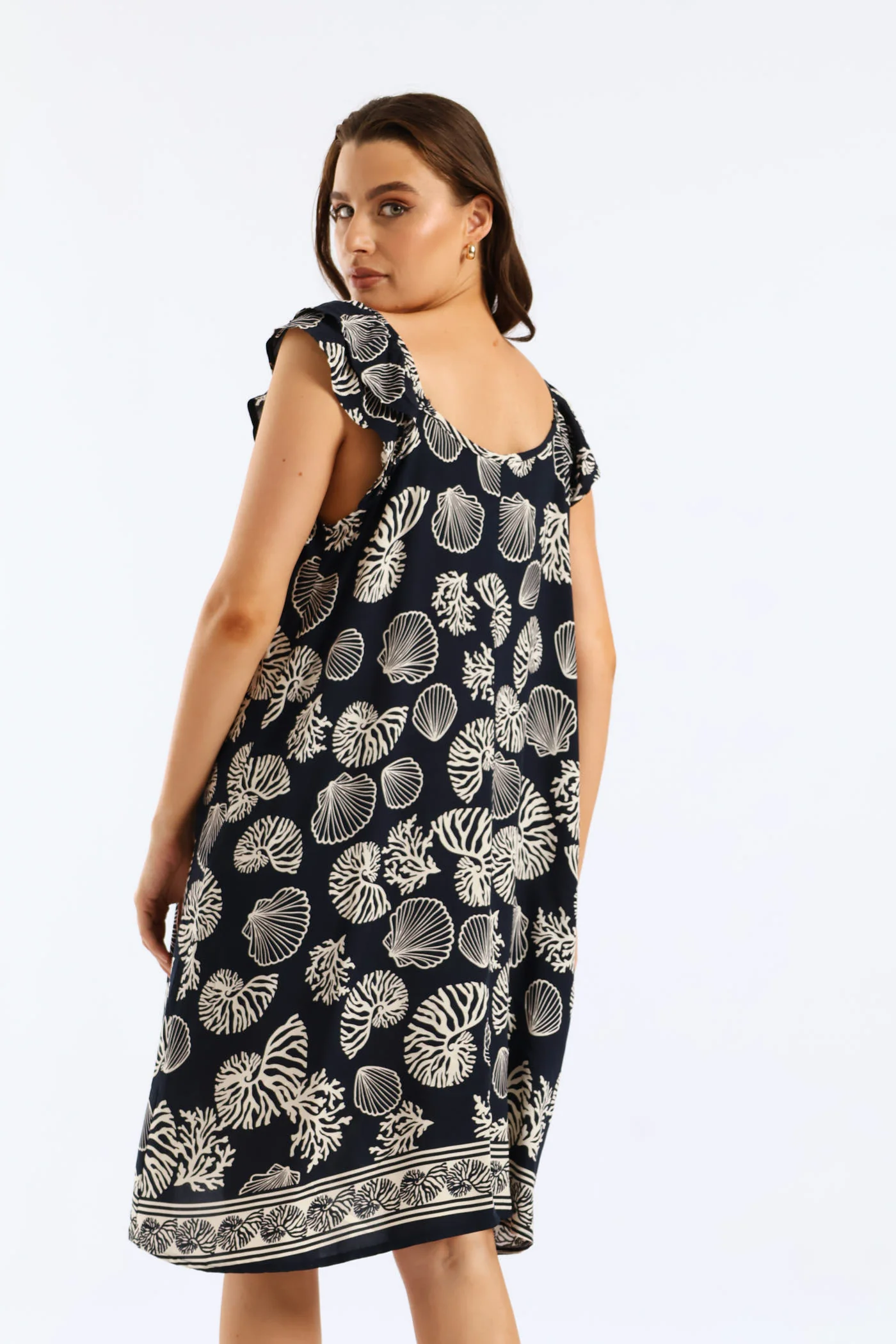Double Frill Sleeve Babydoll Shift Mini Dress - Ink - Image 5