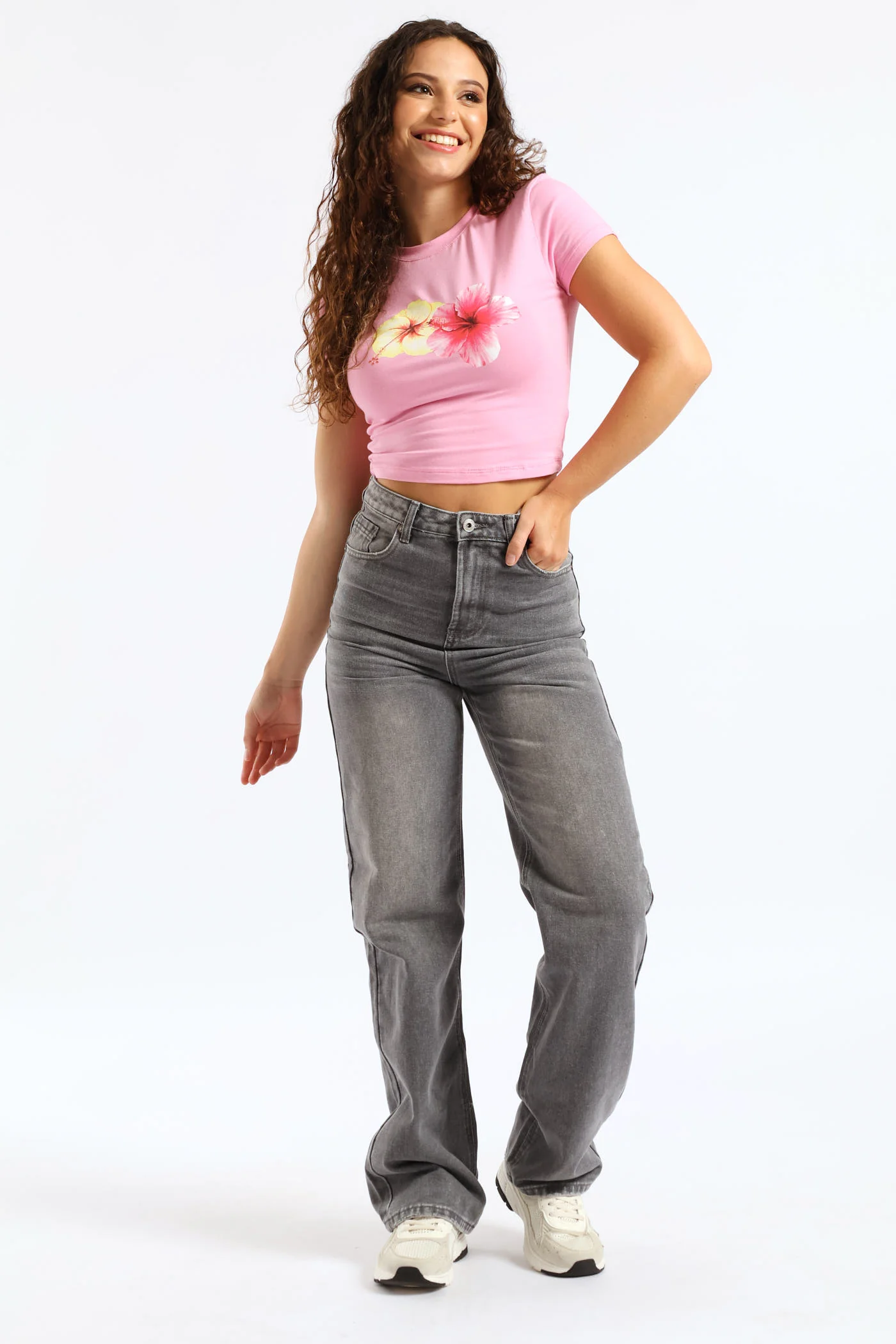 Double Hibiscus Baby Tee - Pink - Image 5
