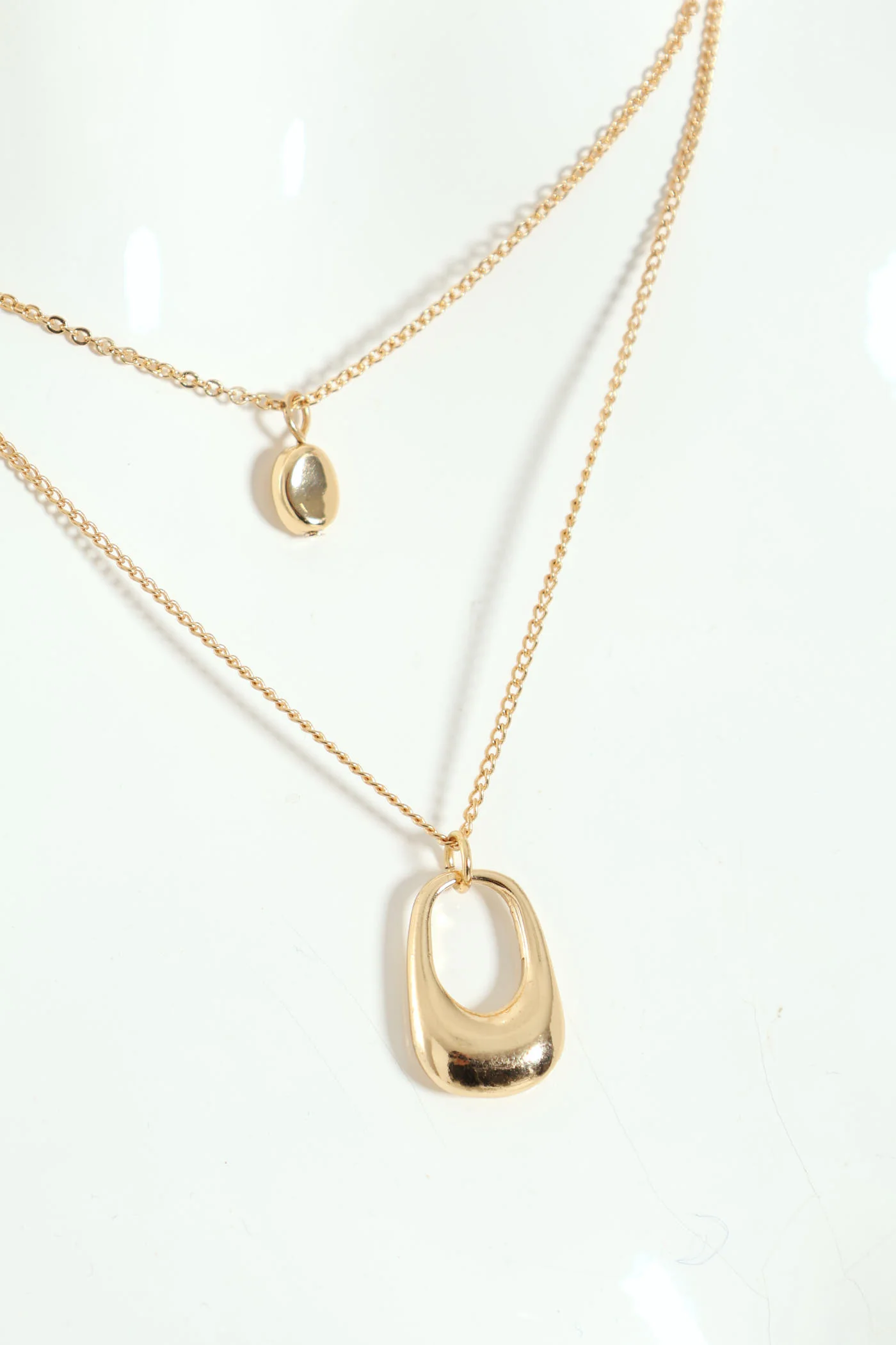 Double Layered Bubble Pendant Necklace - Gold - Image 2